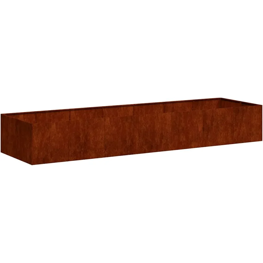 Macetero oxidado de 280 x 80 x 40 cm, bancal de acero resistente a la intemperie, gran jardinera para jardín, terraza y balcón, estable con aspecto oxidado, rectangular