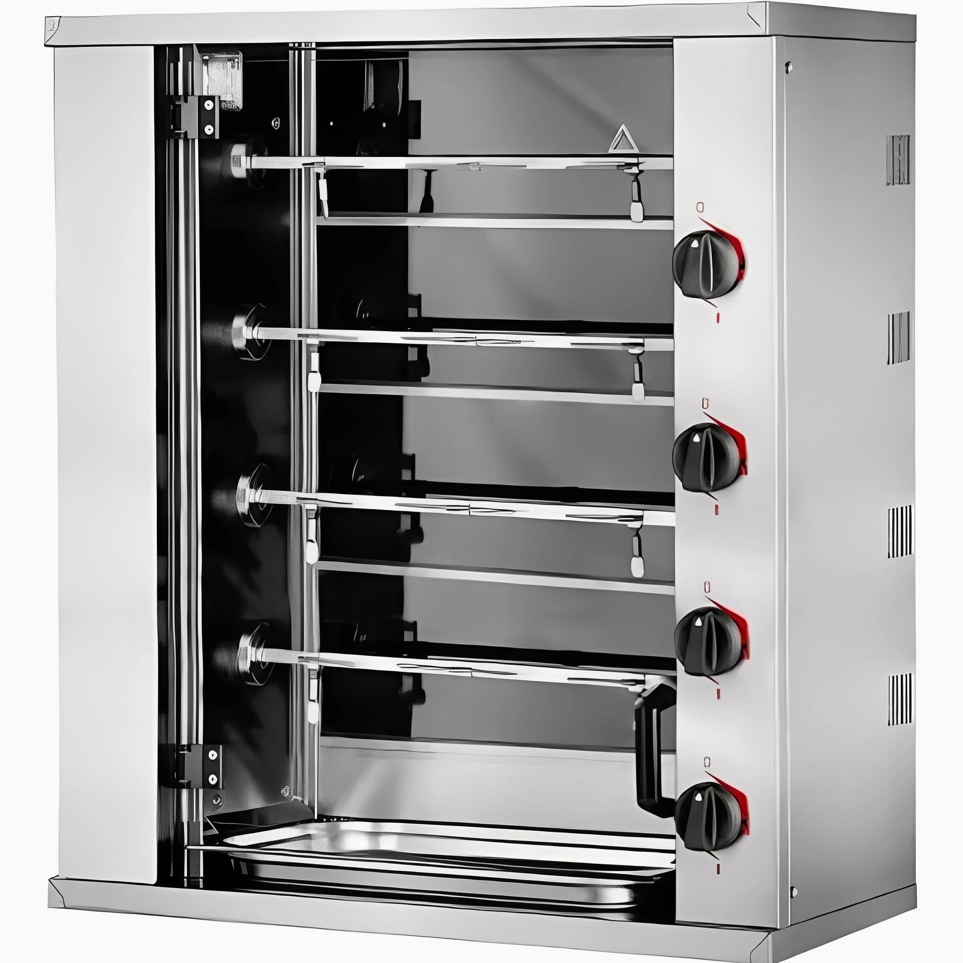 MBH - Asador de Pollos Industrial Eléctrico Mini de 2,3,4 Espadas para Hostelería. Horno Asador Profesional de Tamaño Pequeño para 6, 9,12 Pollos - Made IN Spain (4 Espadas)