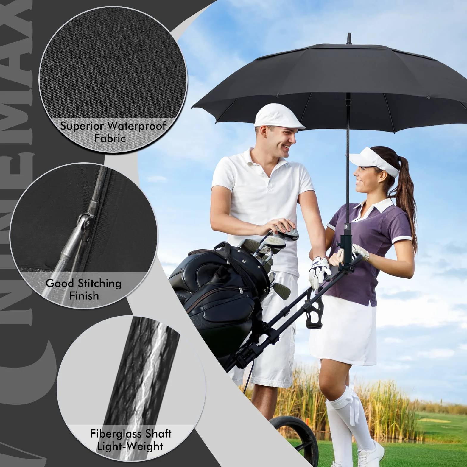 NINEMAX Paraguas Grande Antiviento XL/XXL Resistente al Viento Fuerte para Mujer Hombre