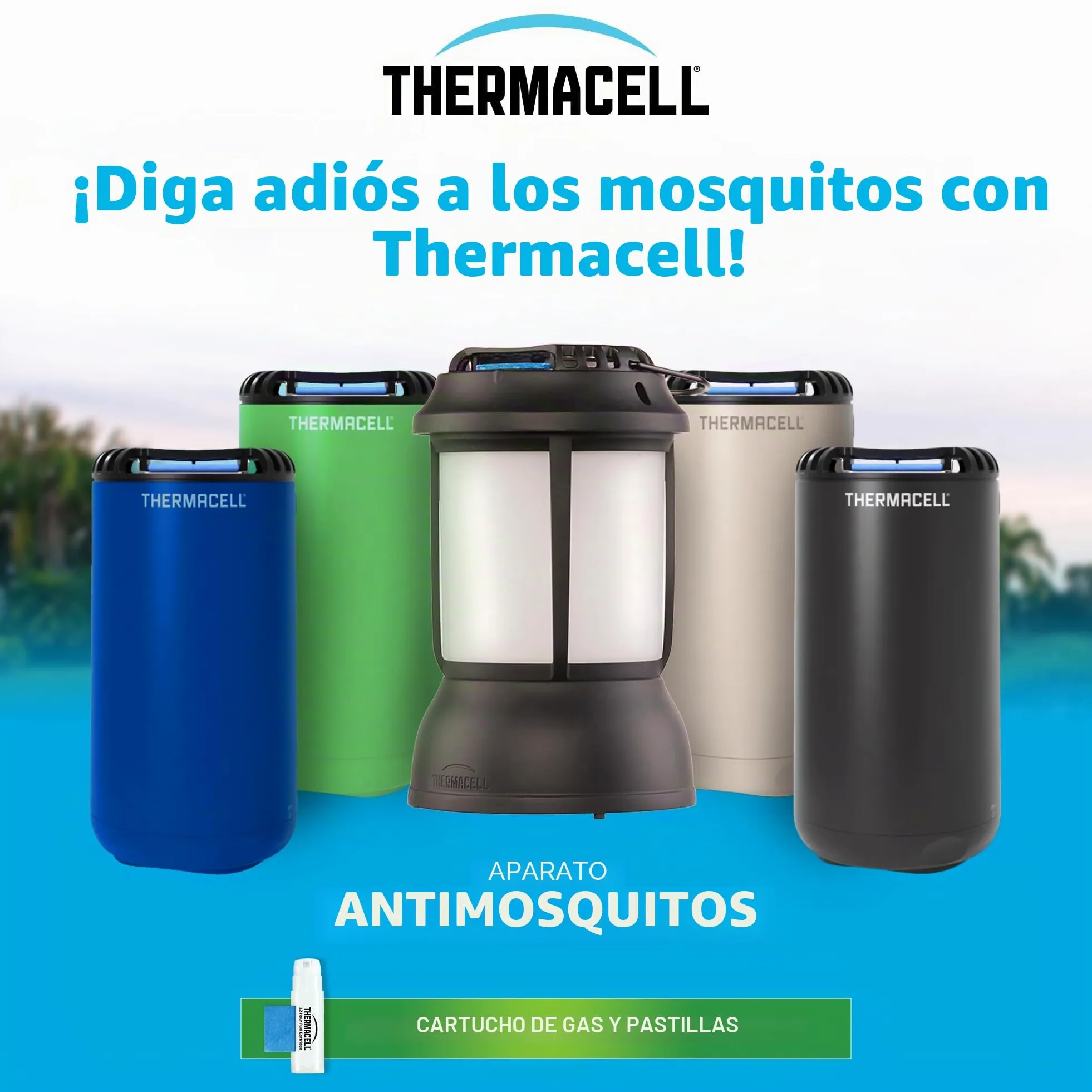 Thermacell - Pack difusor Azul + recargas de 120 Horas | hasta 132 Horas de Uso | Anti Mosquito y Mosquito Tigres | Zona de protección 20 m² | Efecto rápido | Inodoro | Azul