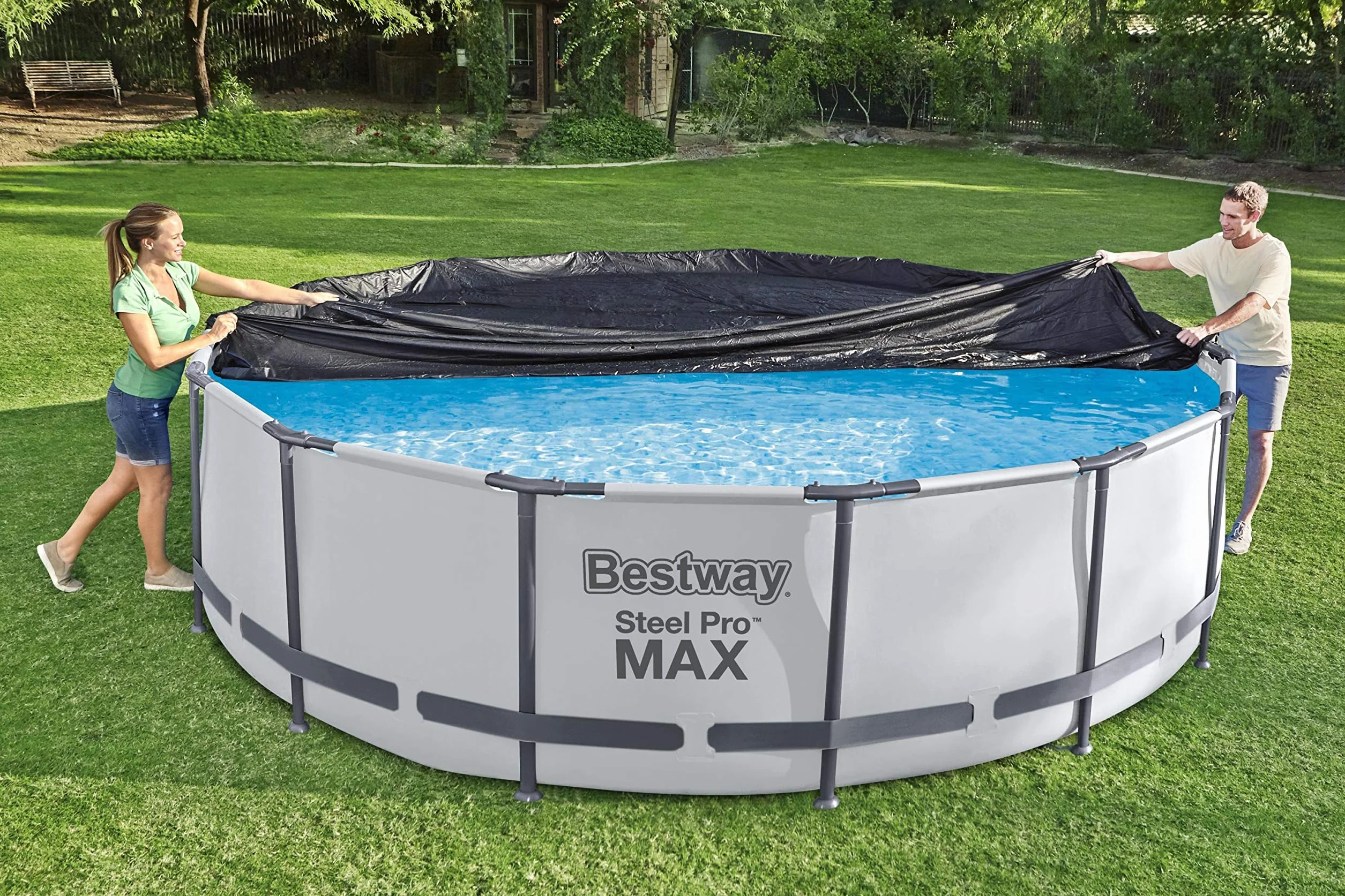 Bestway Cobertor 4 estaciones para piscinas redondas elevadas de 366 cm de diámetro