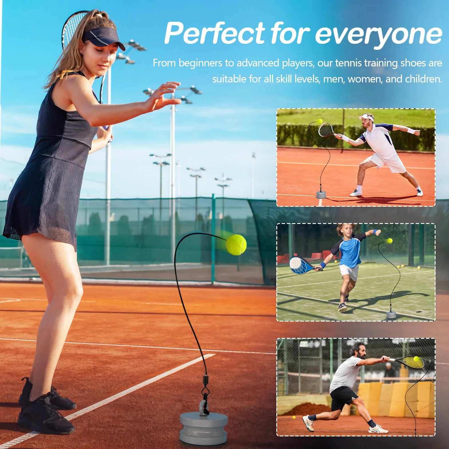 Set De Entrenamiento De Tenis con Base Metálica 1,2 kg y 2 Pelotas De Rebote