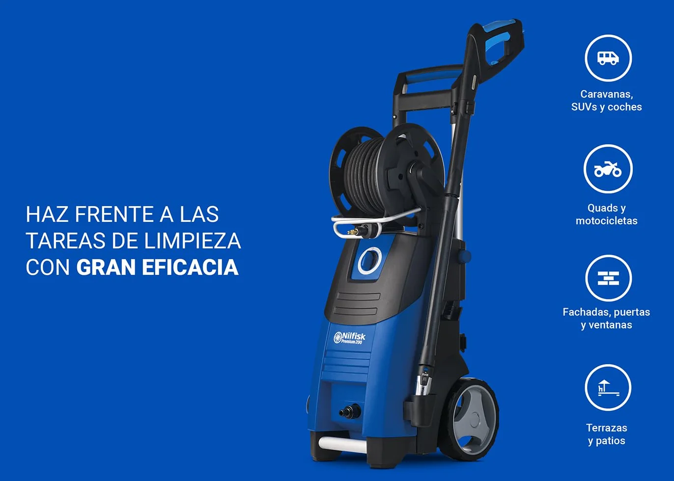 Nilfisk Hidrolimpiadora de Alta Presión Premium 200 Bares - Limpiadora de Gran Rendimiento y Robusta para Jardín y Coches (3300 W)
