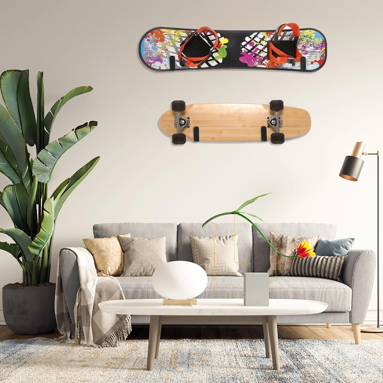 Soporte de Pared para Snowboard Horizontal 4 Piezas Estante de Exhibición