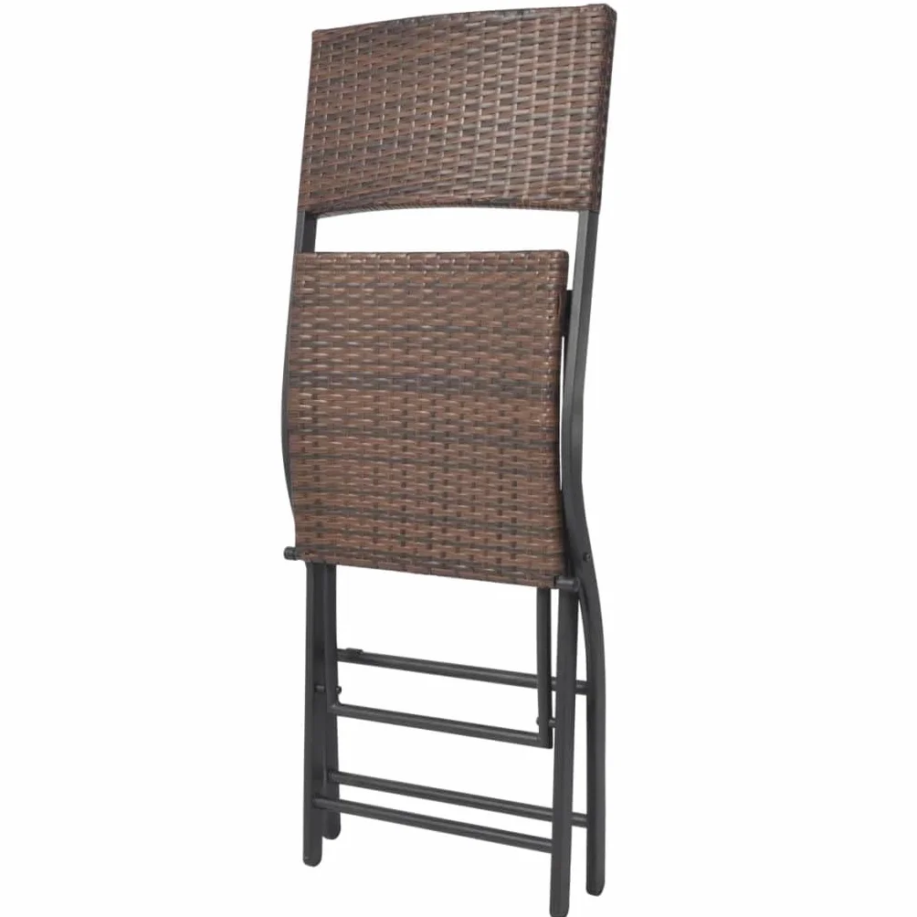 vidaXL Mesa Alta de Bar con Taburetes Jardín 3 Pzas Juego de Muebles Terraza Mesita y Sillas Altas Asienyos de Poli Ratán Sintétco Marrón Tipo Mimbre