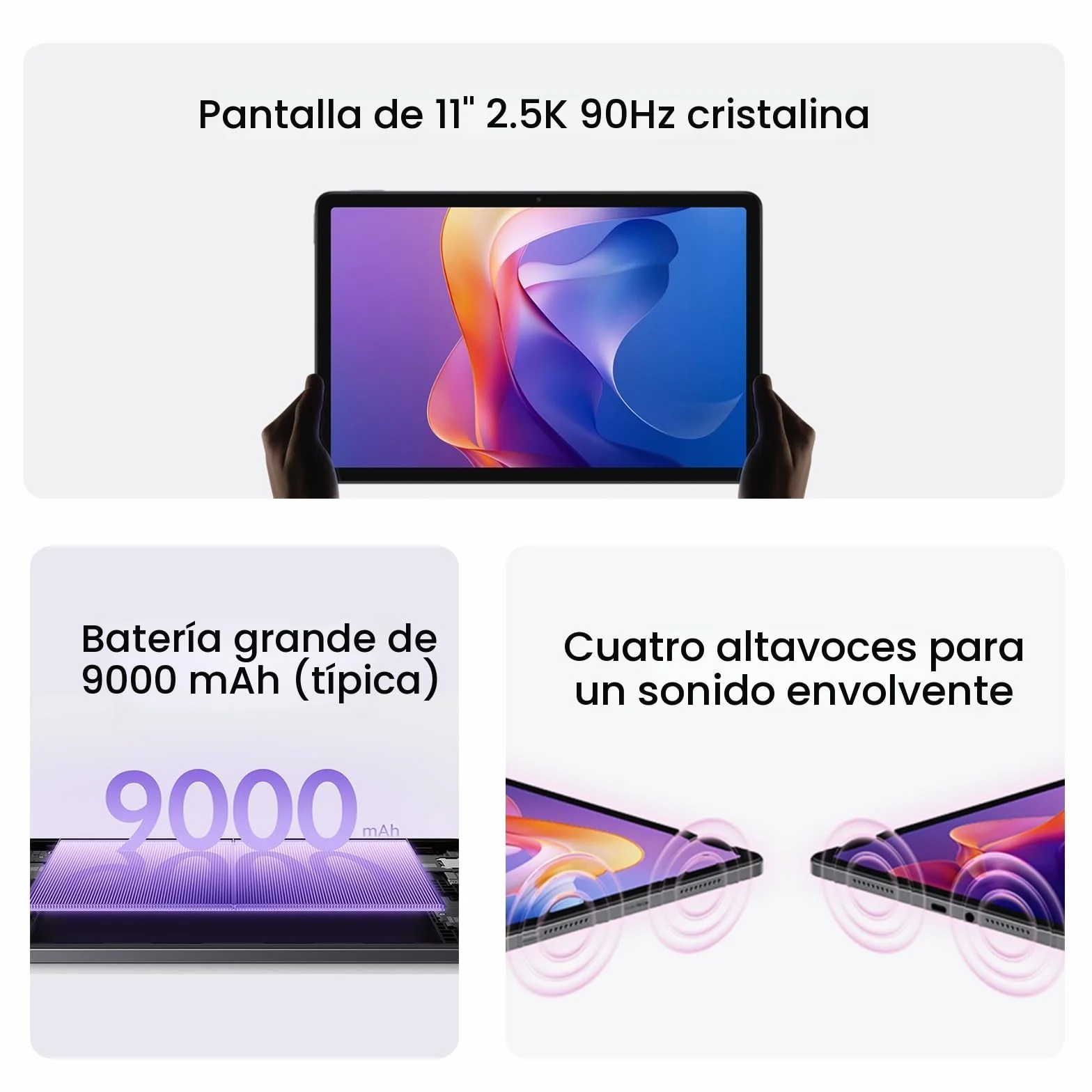 XIAOMI Redmi Pad 2 Tablet 11" 2.5K MediaTek G100-Ultra 4GB RAM 128GB ROM WiFi 5 Bluetooth 5.3 Batería 9000 mAh Gris