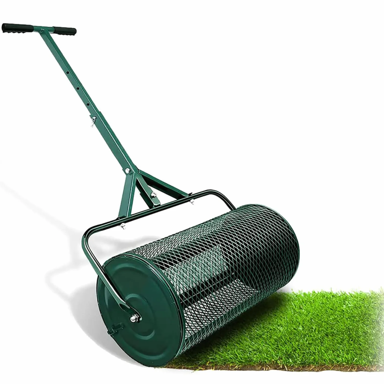 XoTiq Esparcidor de abono de 24", con Mango Largo Ajustable, esparcidor de turba Ligero y Duradero para sembrar y Plantar césped