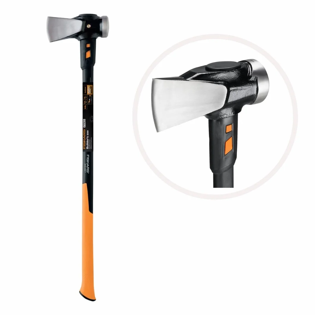Fiskars Hacha IsoCore XXL, Para partir troncos y clavar cuñas, 92 cm, 5,22 kg, Negro/Naranja, 1020220