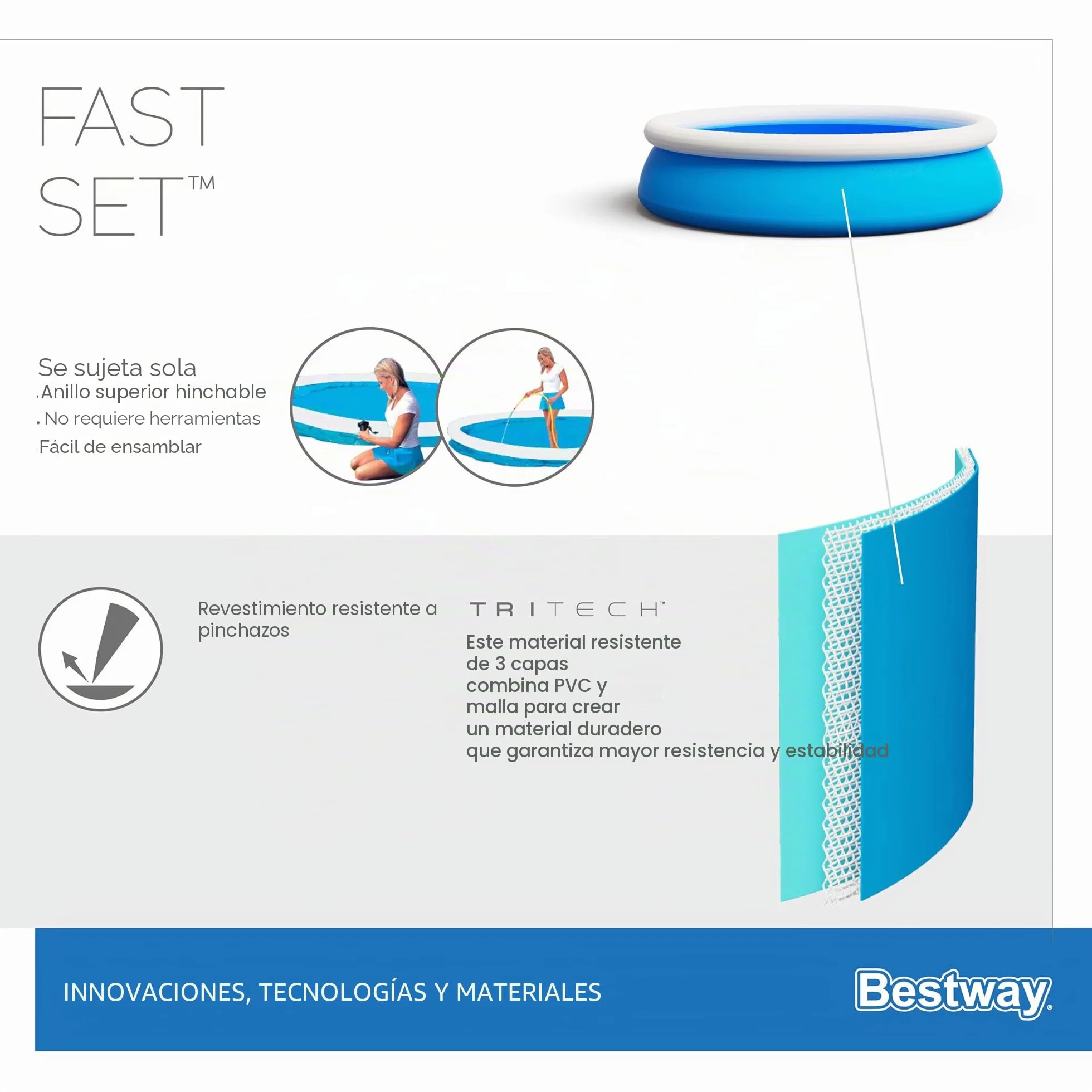 Bestway Piscina automontable 183x51, Azul, BW57392