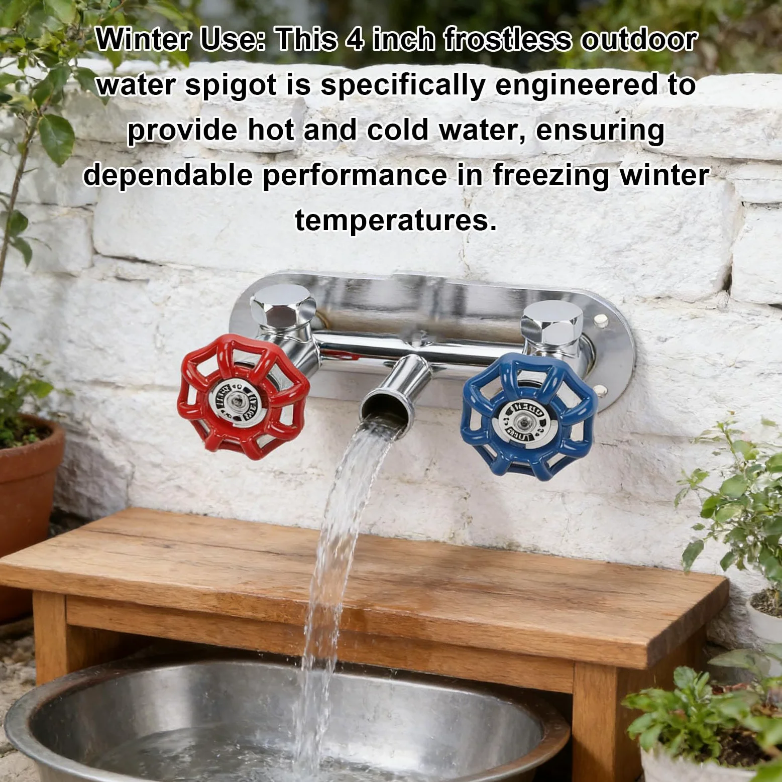 Haofy Grifo para Exteriores a Prueba de Congelación con Grifo de Agua sin Escarcha de Latón de 4 Pulgadas con Interruptor de Vacío para Uso en Invierno Rosca GHT Macho 3/4 Conexión de