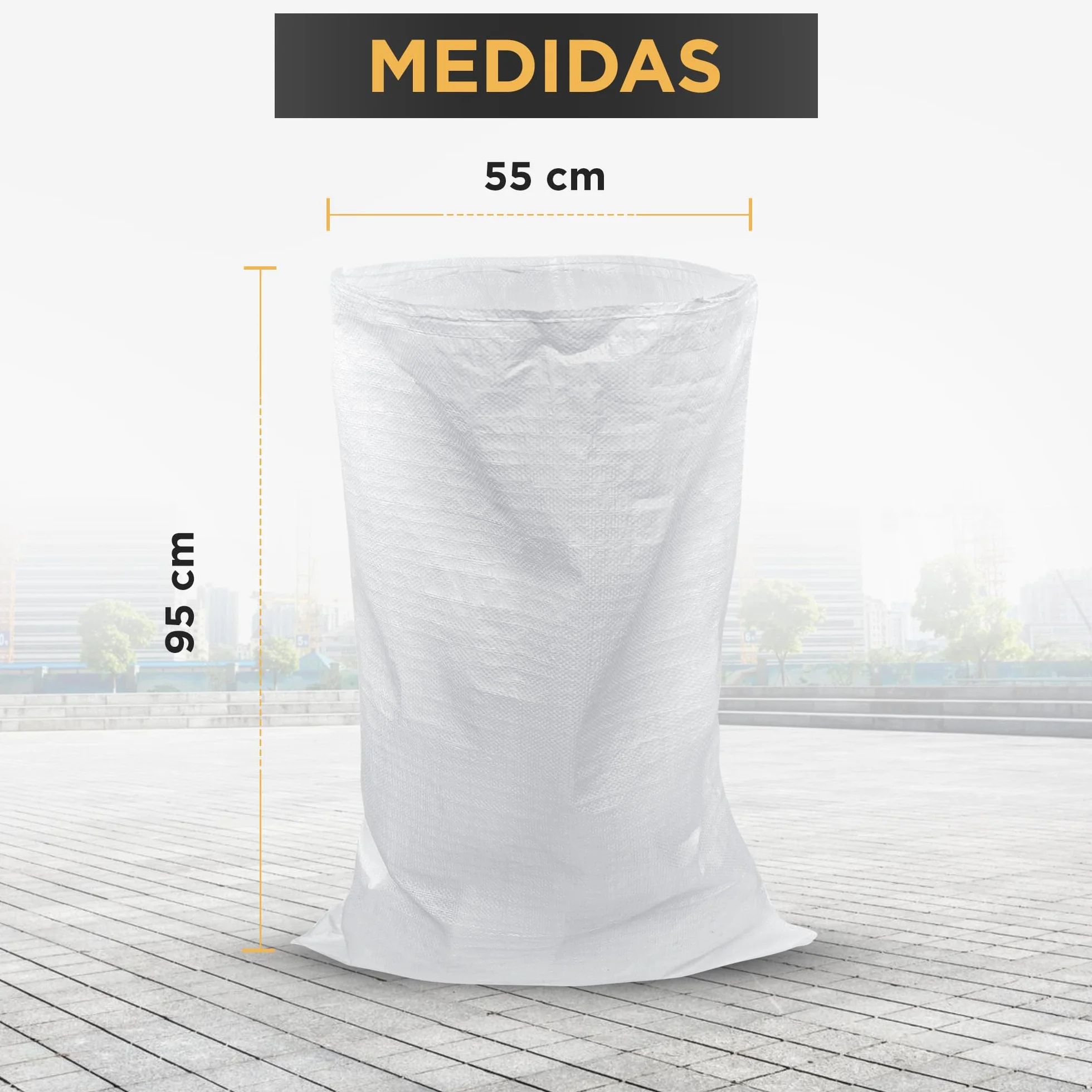 Pack 10 Sacos para Escombros | 55 x 95cm - Muy Resistentes (55kg) & Reutilizables | Saco de Escombros perfectos para Arena, Tierra, Jardin, Construcción y Hojas