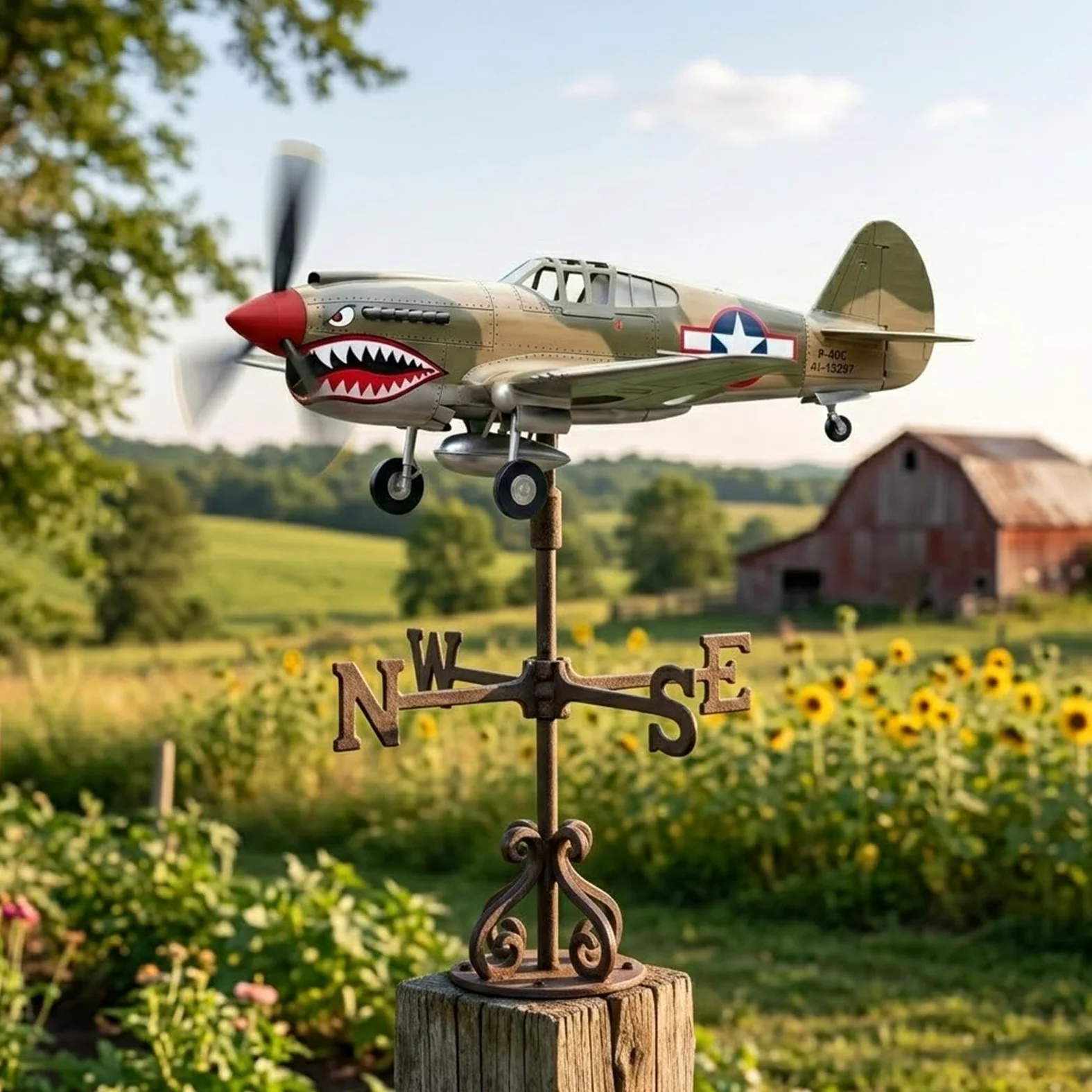 Veletas para Exteriores,Escultura 3D Histórica Giratoria de Viento | Veleta para Exterior con Forma de Avión - para Patio Trasero, jardín, Patio, Parque, Granja, casa de Playa, casa de Campo y Valla