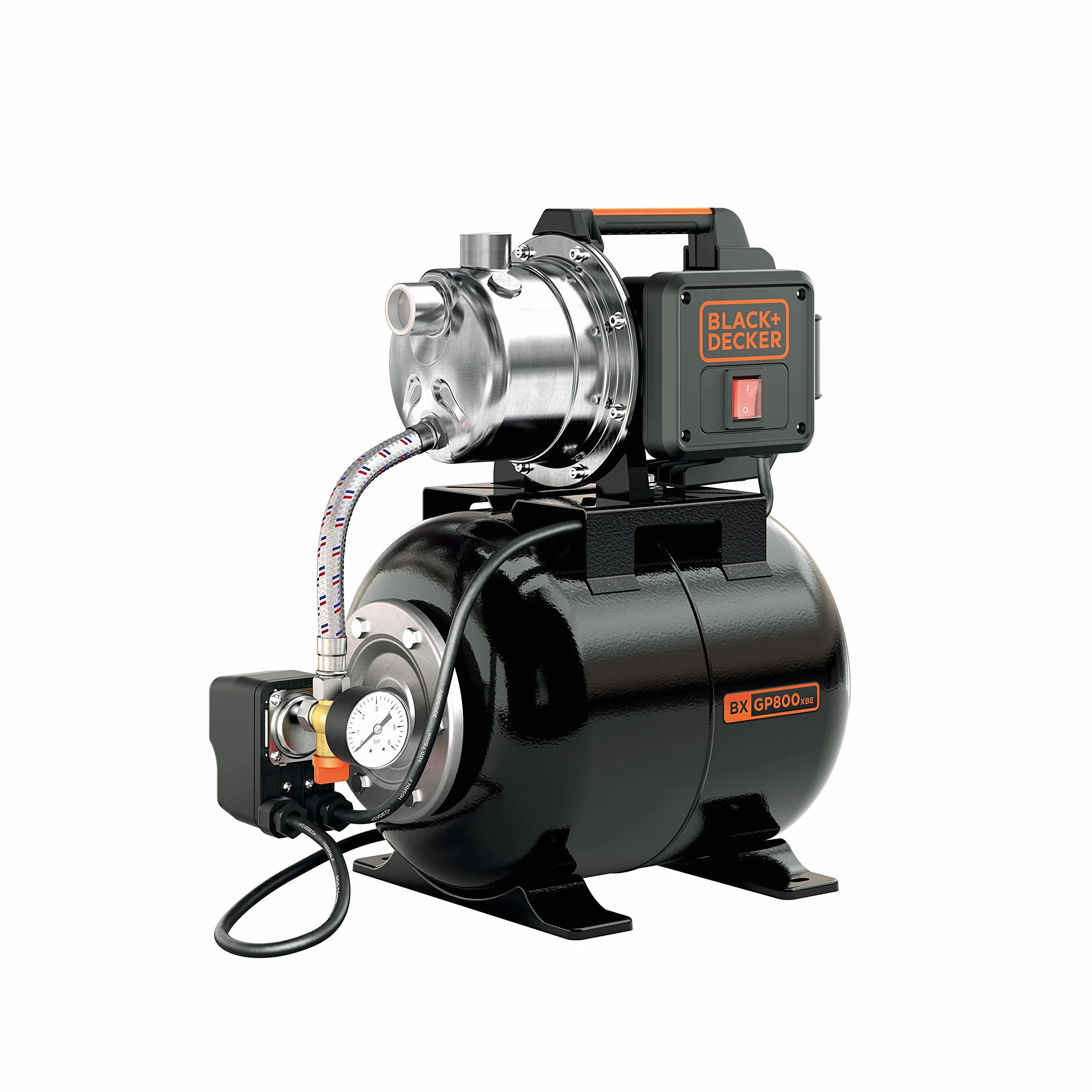 BLACK+DECKER Bomba Autocebante BXGP800XBE con Caldera para Aguas Limpias (800 W, Caudal max. 3500 l/h, Prevalencia max. 38 m)