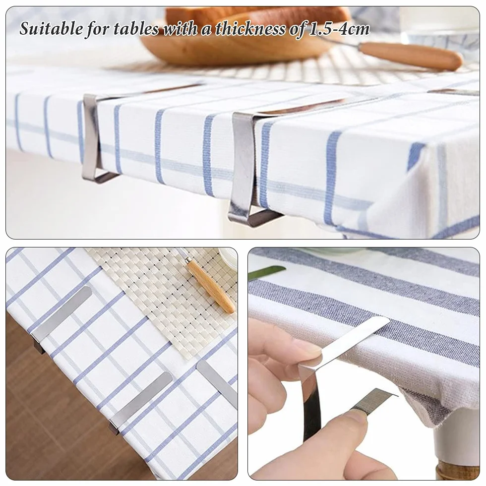 Sujeta Manteles de Mesa,24 Pack Pinzas para Mantel de Acero Inoxidable,Clips elásticas de Mantel Pinza para Cubierta Ideal para el hogar, Fiestas, Picnics, Restaurante, Bodas, Buffets, Cenas