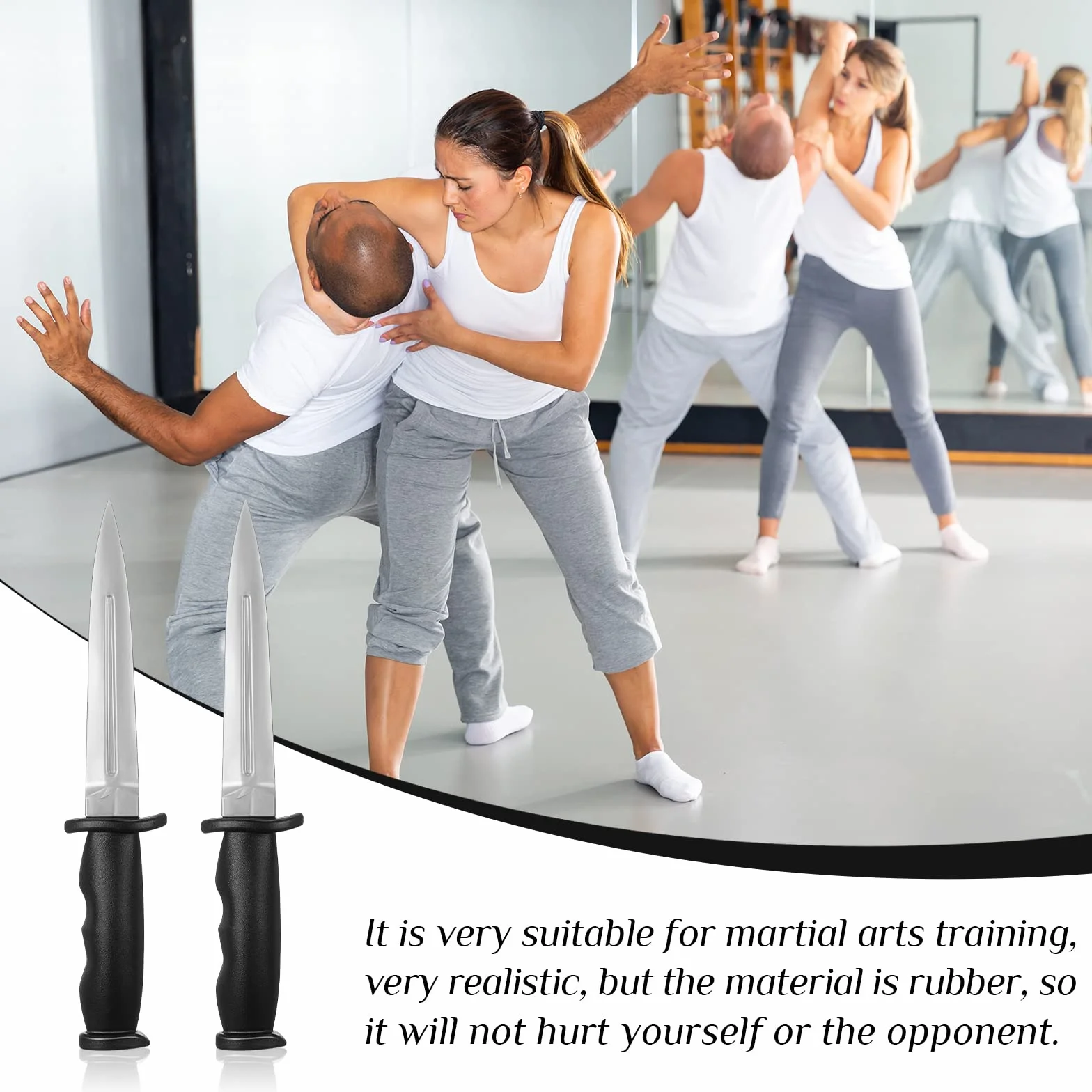 Cuchillos de Entrenamiento de Goma Accesorios para Artes Marciales (Blanco)