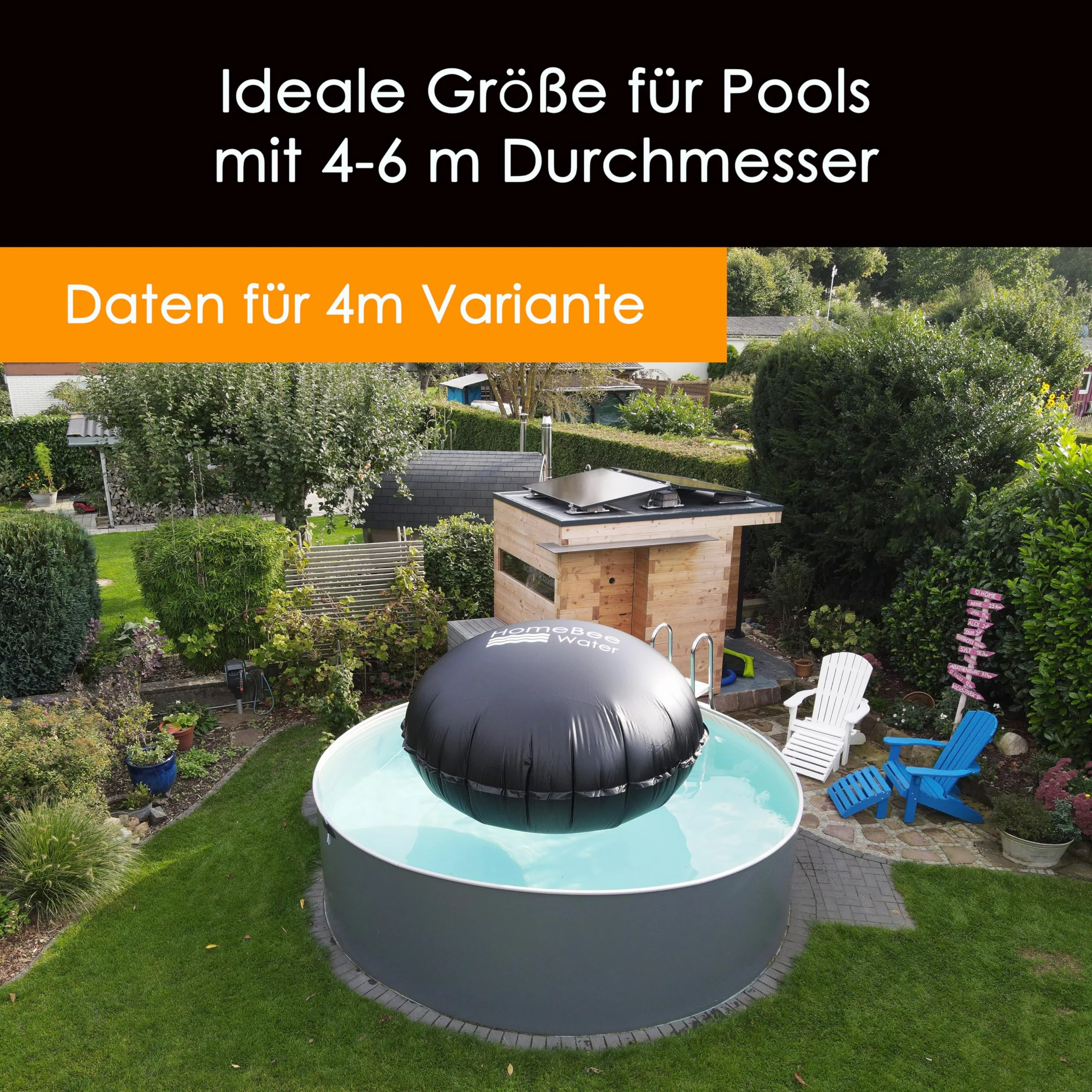 Cojín de piscina de invierno XXL (4 metros de diámetro) – Cojín de invierno para la cubierta de la piscina – Funda resistente al invierno – Cojín para piscina, cojín de aire, cojín de