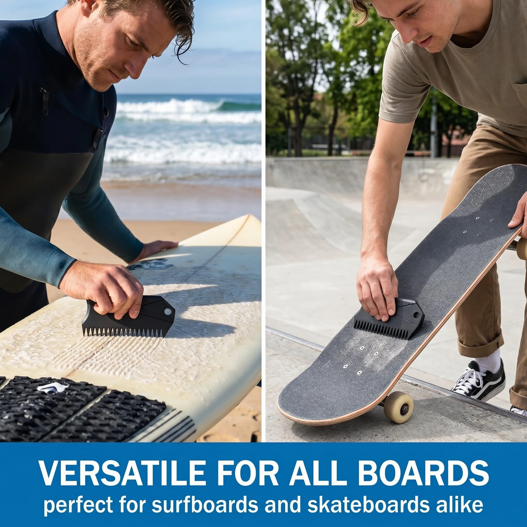 Juego de peines para encerar tablas de surf de 2 piezas, parafinas y ceras, con llave para quillas