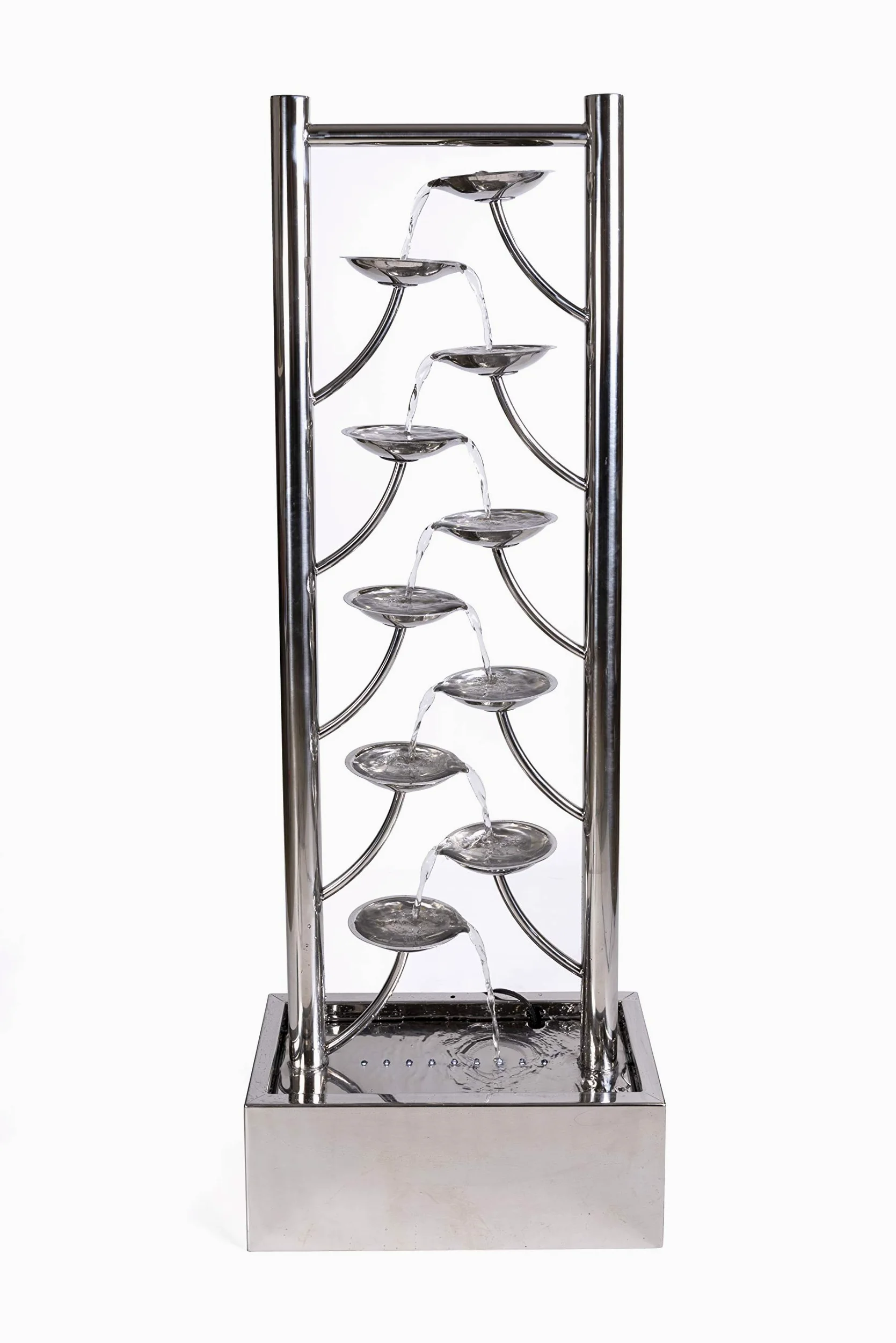 Köhko® Pared de agua aprox. 97 cm de acero inoxidable en forma de hoja con iluminación LED.