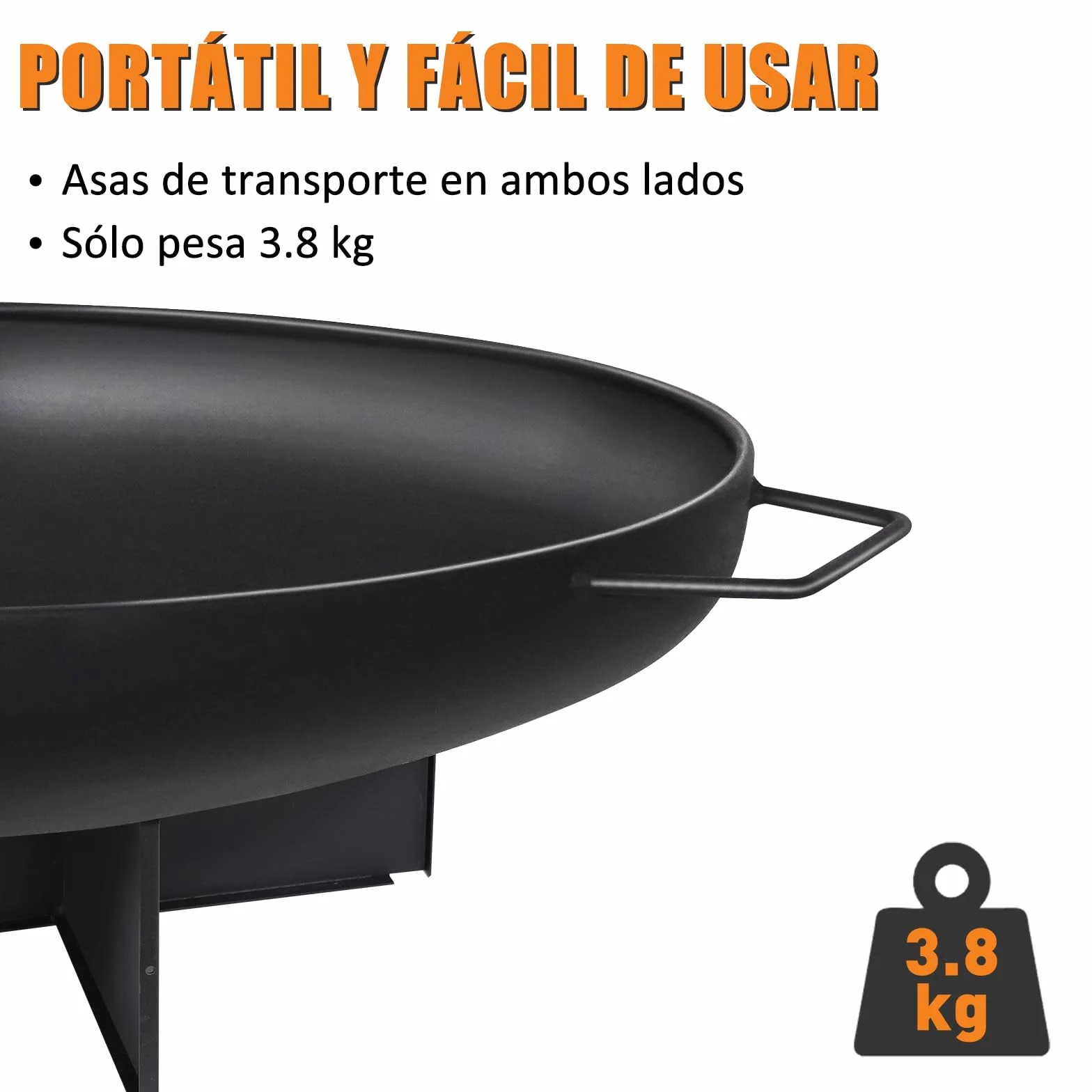 HYCHIKA Brasero Exterior 60cm para Jardín y Camping - Cuenco de Fuego Pozo Hoguera - Ideal para Exteriores y Outdoor Fire Pit
