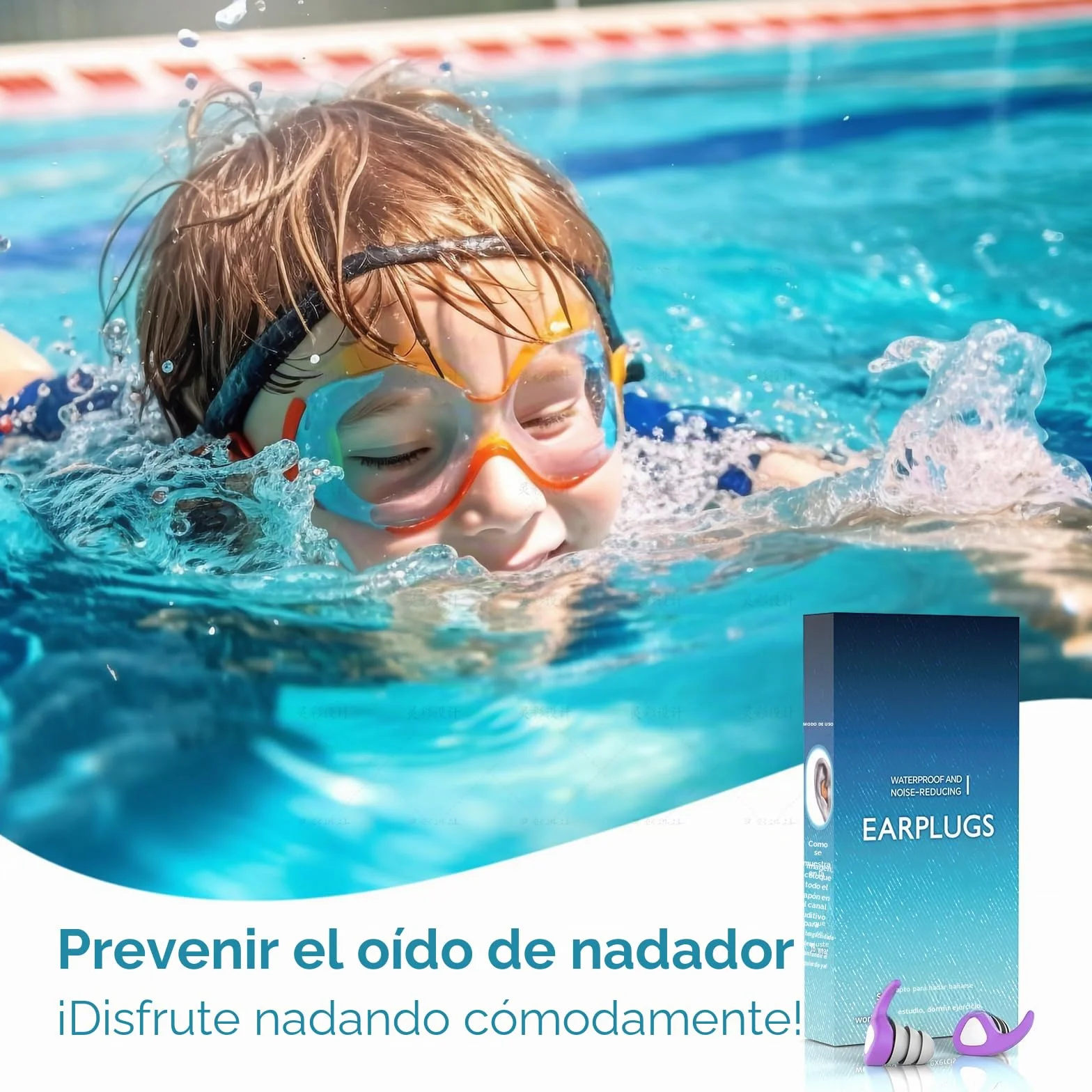 Tapones Oídos Natación para Niños 3 Pares Silicona Reutilizables Protección Ducharse Nadar Bañarse 3-10 Años