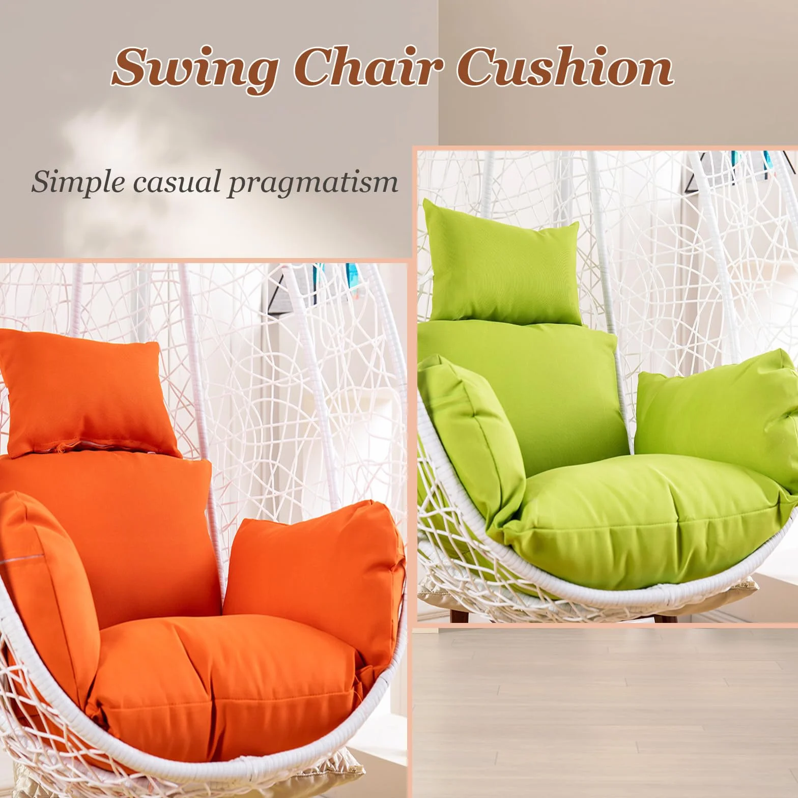 Cojín De Silla De Huevo, Extraíble Y Lavable, Colgante De Columpio para Exteriores con Brazo, Cojines De Jardín Suaves para Muebles De Interior Y Exterior,Light Gray,with Cotton