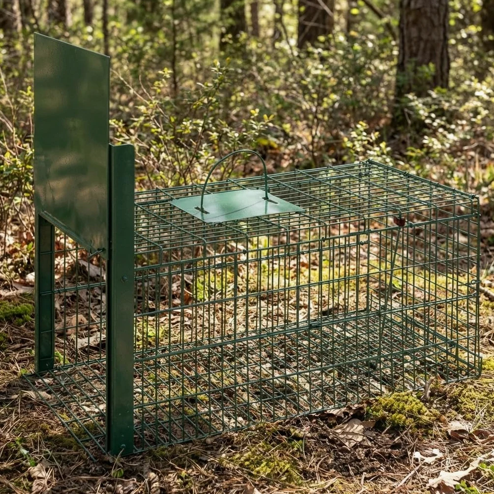 Suinga Trampa para Animales Vivos 75x37x34 cm Verde – Jaula Trampa Galvanizada para Conejos, Gatos, Zorros y Mapaches
