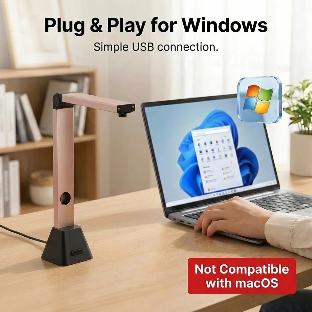 Escáner de Documentos Portátil A3 13MP OCR 130 Idiomas Aplanamiento de Curvas USB