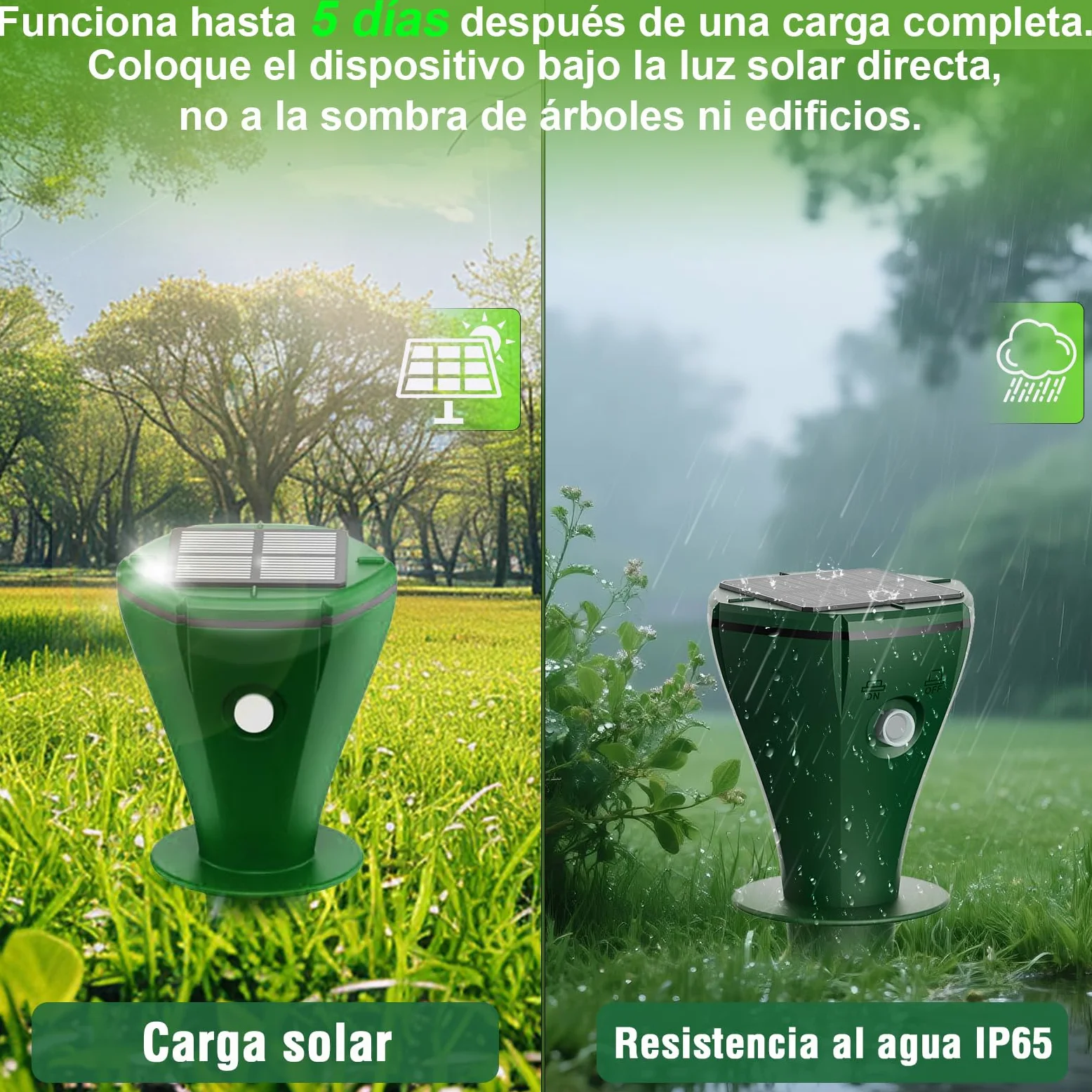 Ahuyentador de Topos Solares, 4 Piezas Ahuyentador de Ratones de Animales para la Expulsión de Topos, Ardillas de Tierra, Serpiente, Ratones de, IP65 Resistente al Agua, Verde
