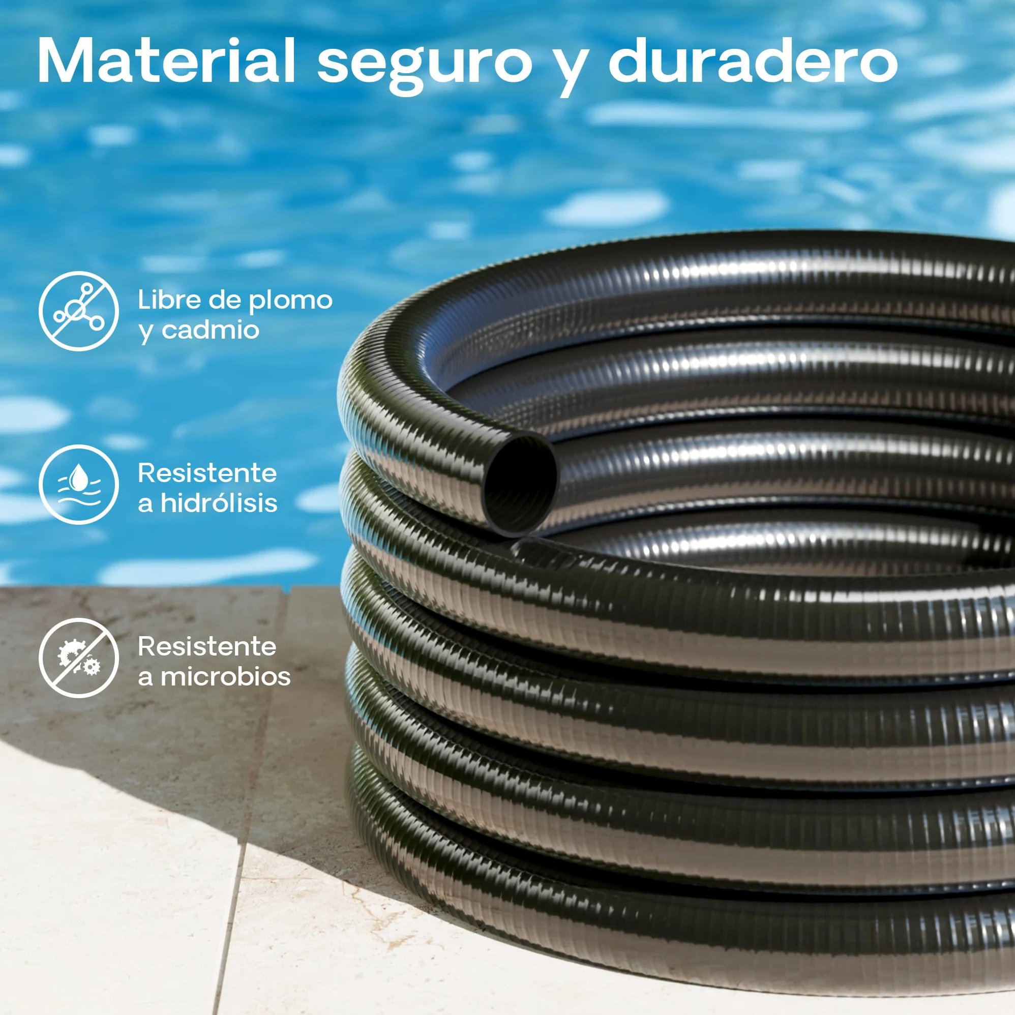 5m Manguera presión PVC D38mm 420g/m Bomba estanque