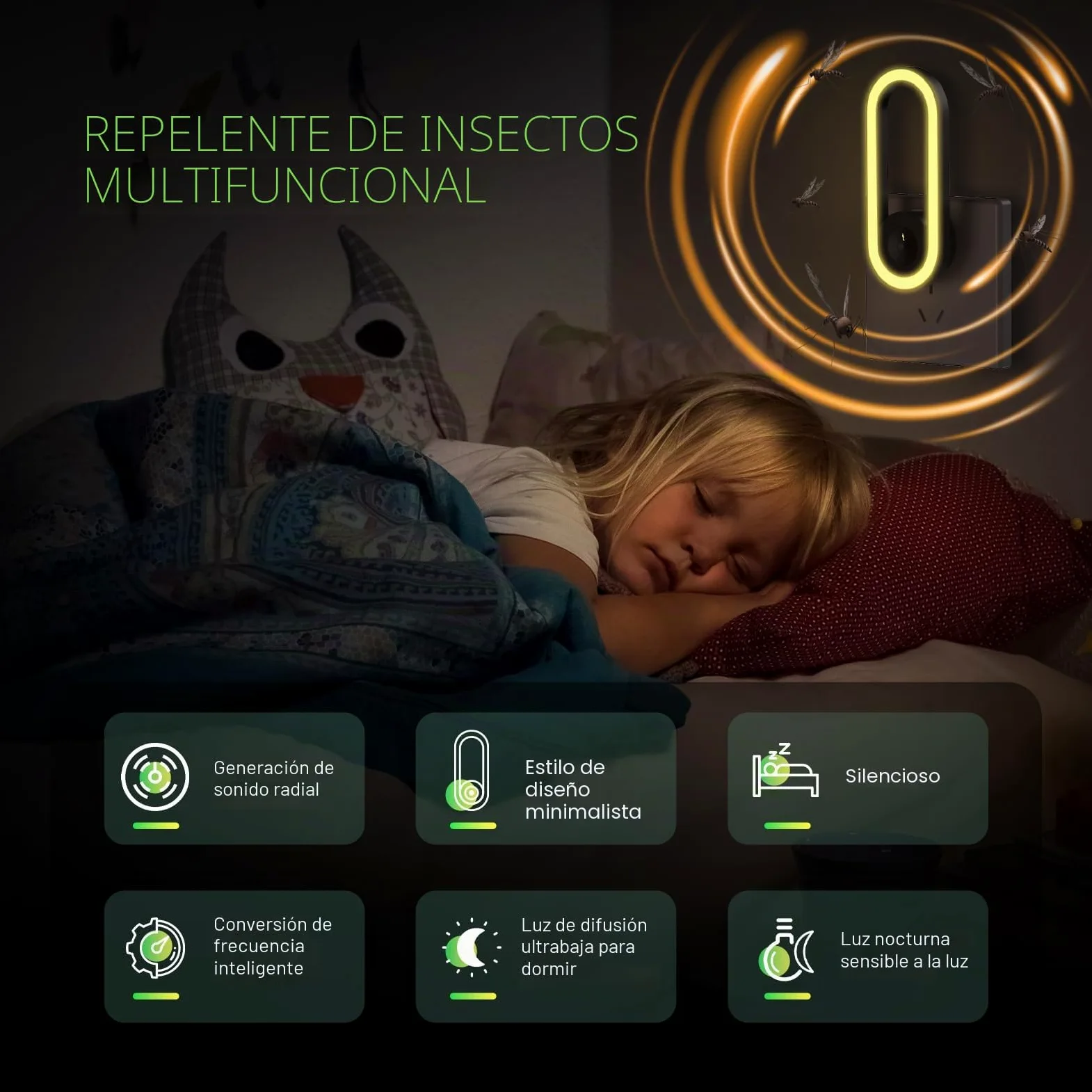 Repelente Ultrasónico de Plagas, Electrónico Repelente Mosquitos Insectos Control para Interiores, Antimosquitos Electrónico para Ratones, Arañas, Cucarachas, Moscas(4 Paquetes)