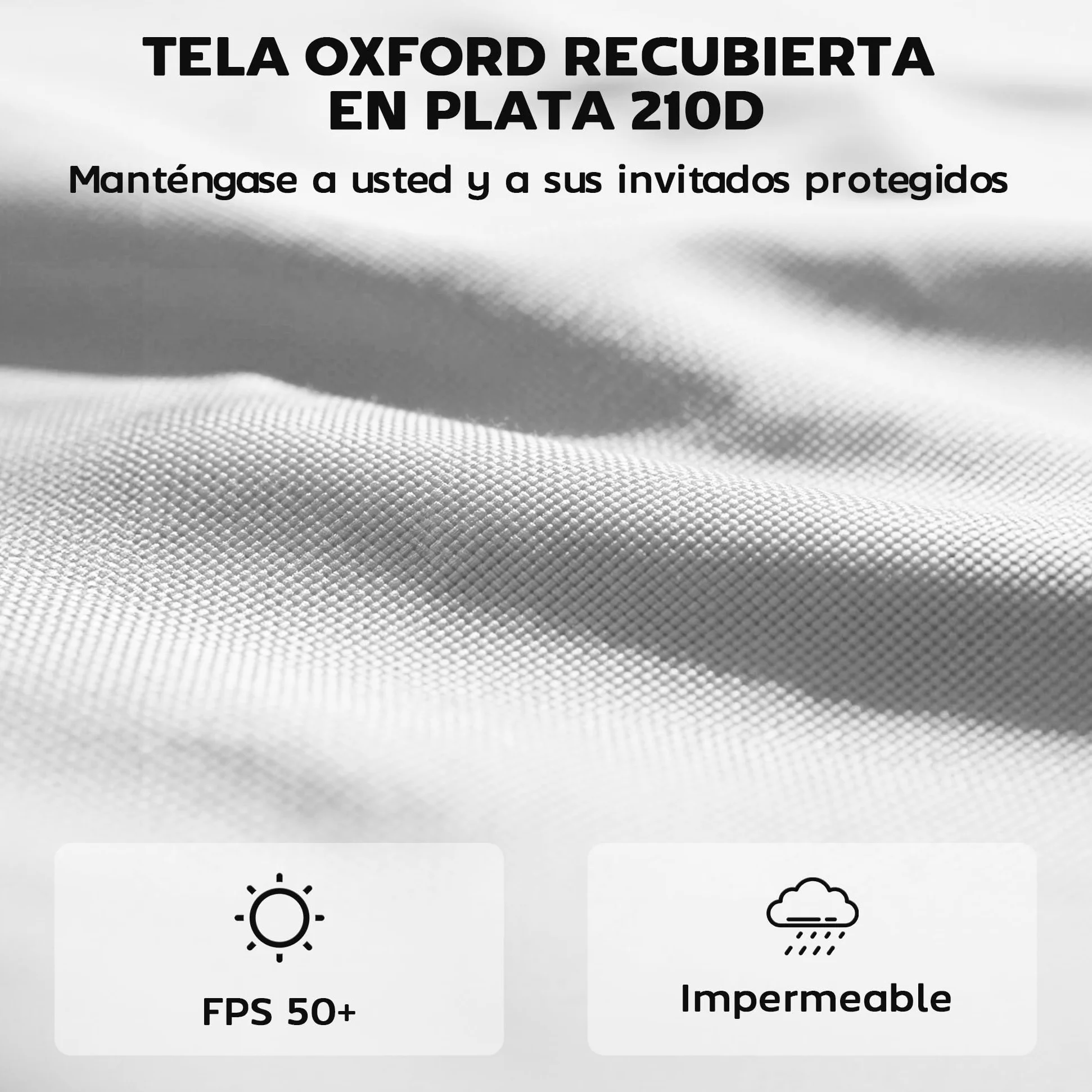 Outsunny 3 Paredes Laterales para Carpas de 3x3 m, Repuesto Cenador Tela Oxford 210D Cremallera, 300x200 cm, Blanco