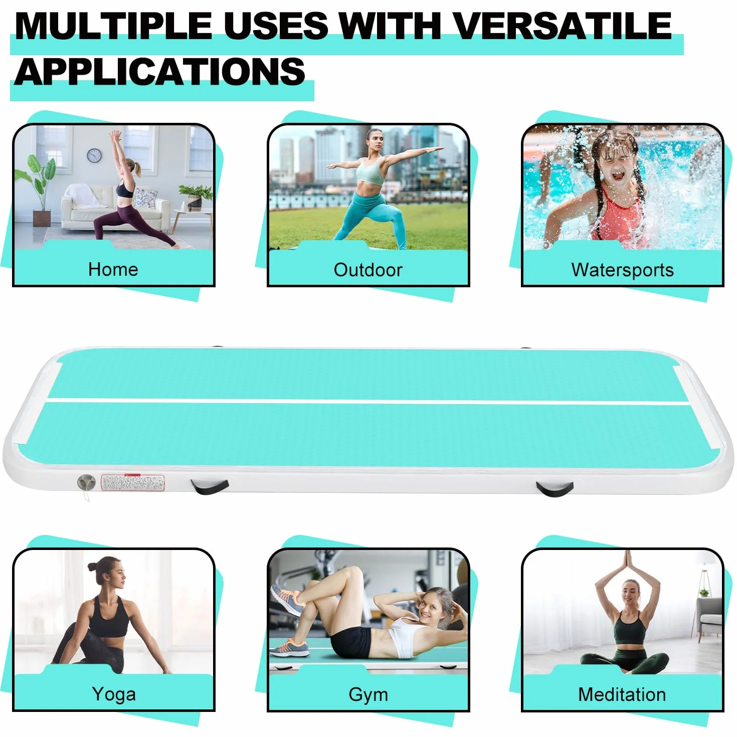 Colchón de Gimnasia Air Tumble Track Hinchable 6,6ft 10ft 13ft 16ft 20ft 10cm para Tumbling Yoga Agua Danza