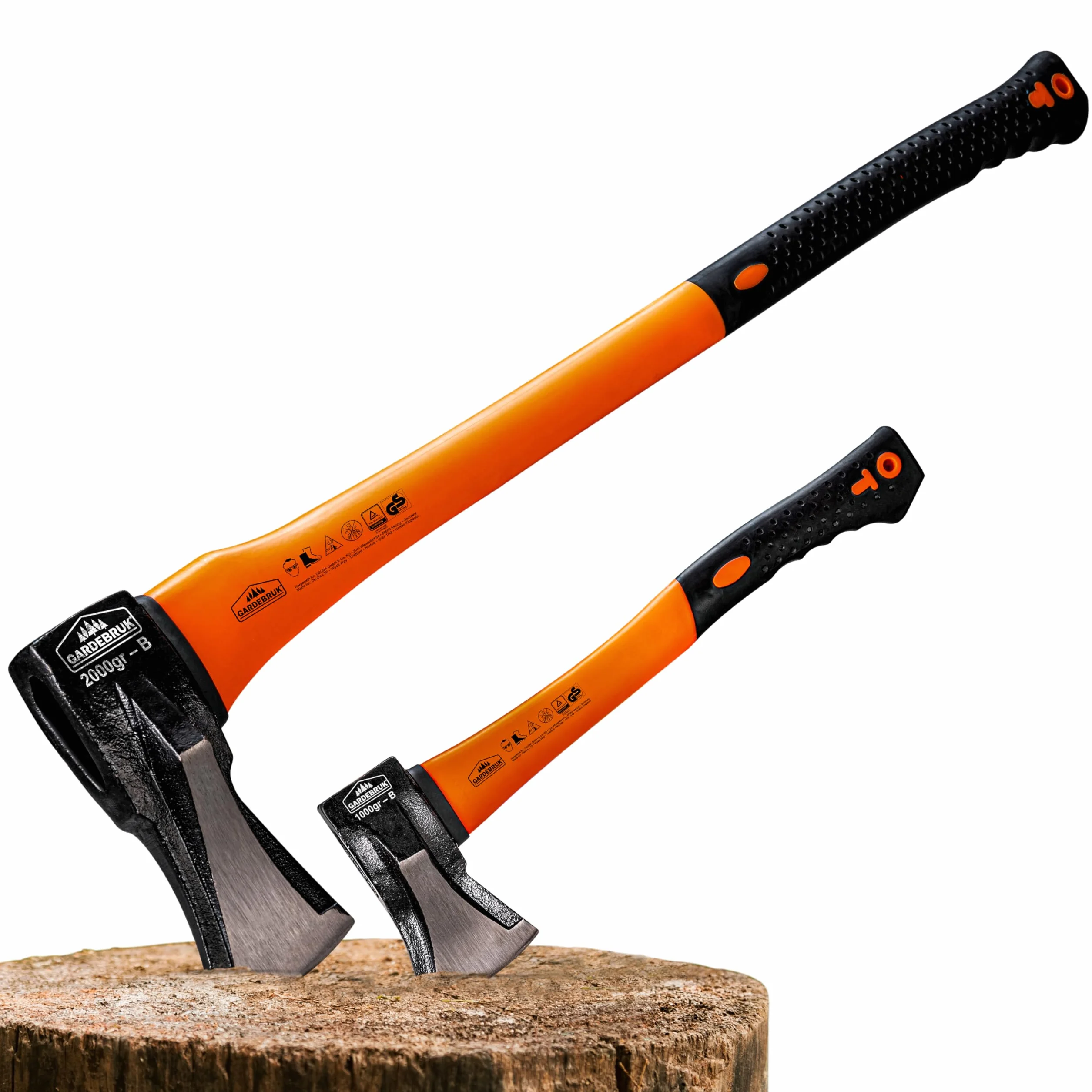 GARDEBRUK® Hachas para Leña de Mano Grande 88,5cm,Hacha Pequeña 42,5cm, Acero al Carbono, Universal, Ergonómicas, Herramientas Jardineria Troncos