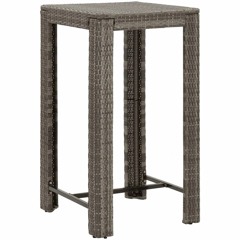 vidaXL Juego de Bar de jardín de 3 Piezas con Cojines ratán PE Gris, Mesa Alta y taburetes de Exterior, Juego de Bar, Juego de Muebles