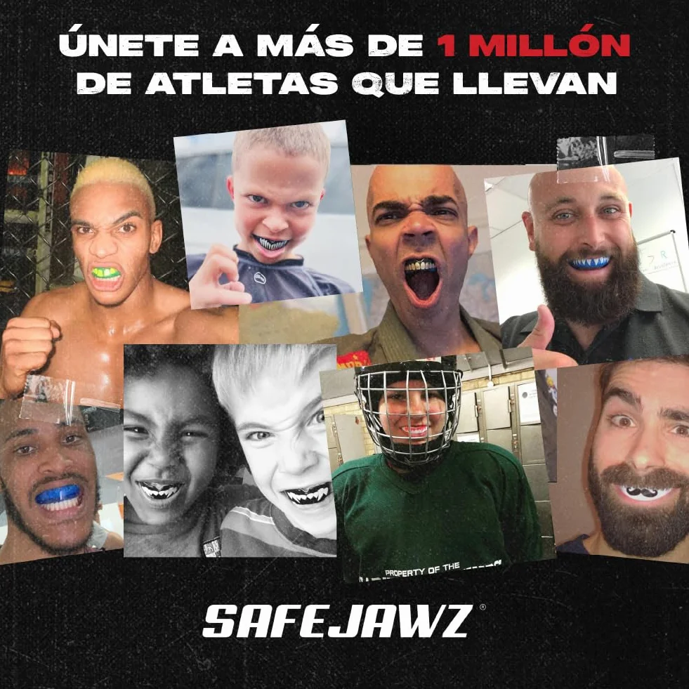 SAFEJAWZ Protector bucal para deportes de contacto adultos y niños Blanco