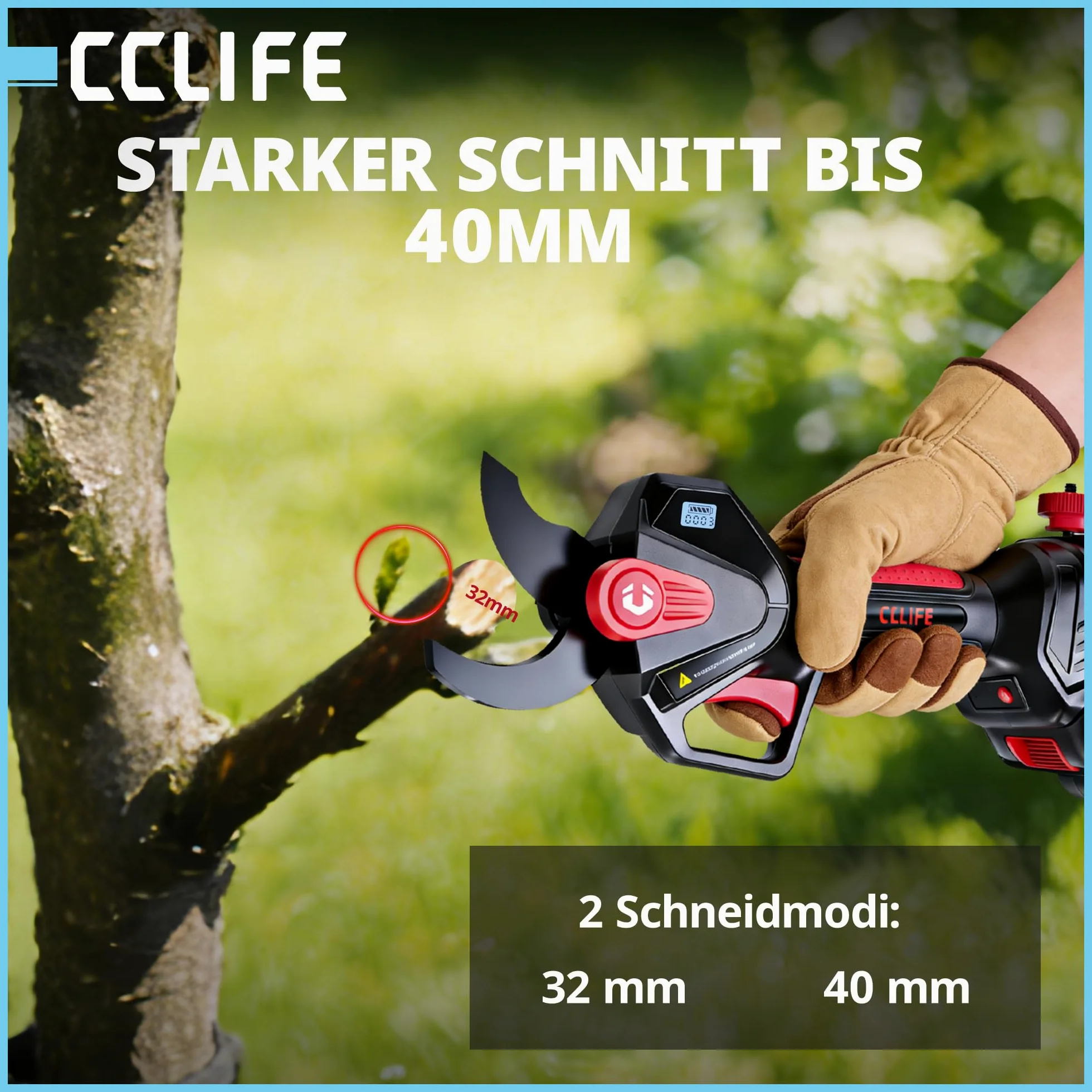 CCLIFE Juego de tijeras de podar con batería 2 en 1 con barra telescópica de 2 m, hasta 40 mm de diámetro de corte, compatible con Makita 18 V/20 V (sin batería)