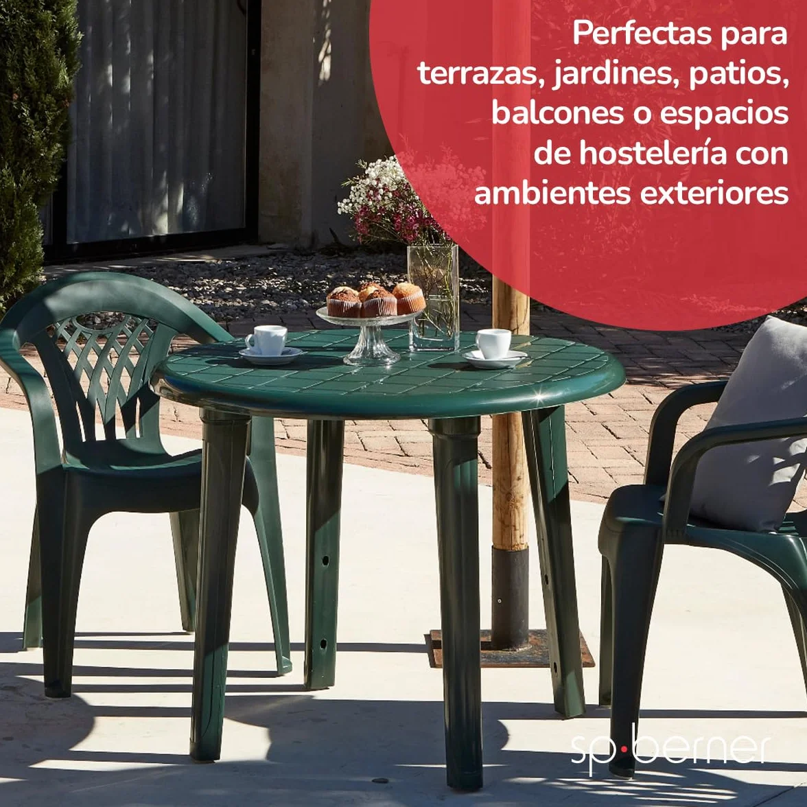 SP Berner SHAF - Pack 6 Sillas de Jardín Apilables - Exterior Terraza o Eventos - Plástico Reciclado Resistente UV - Fabricadas en España - Modelo Cancún - Wengué