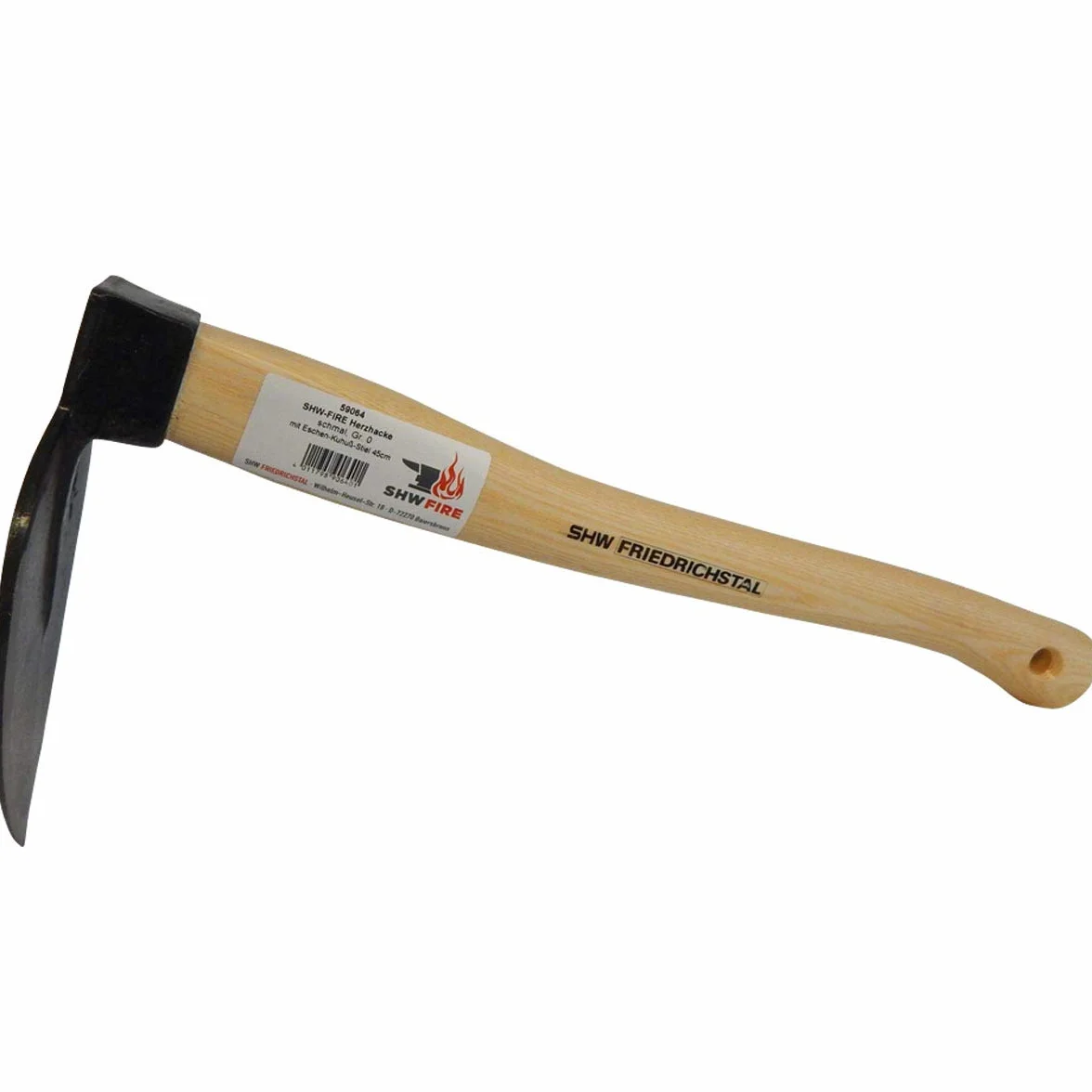 Azada de acero forjado, mango corto de madera de fresno de 45 cm, ideal para jardinería SHW-FIRE