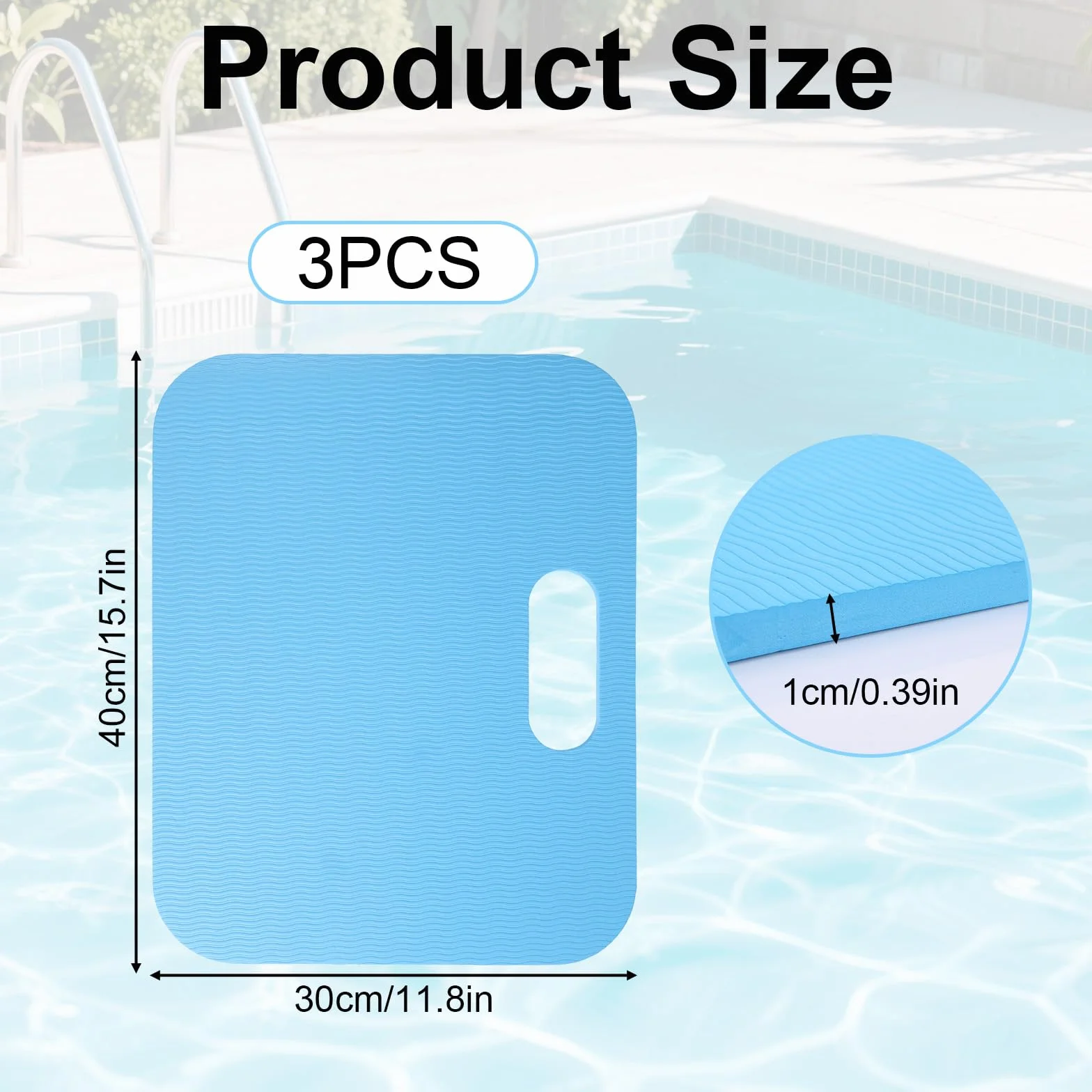BOXOB 3uds Tapetes Sentarse Junto Piscina, 40x30x1cm Portátil Almohadilla Sentarse Playa Antideslizante Impermeable Cojines Asiento Regalo para Piscina Camping Viajes Descansar Aire Libre (Azul)