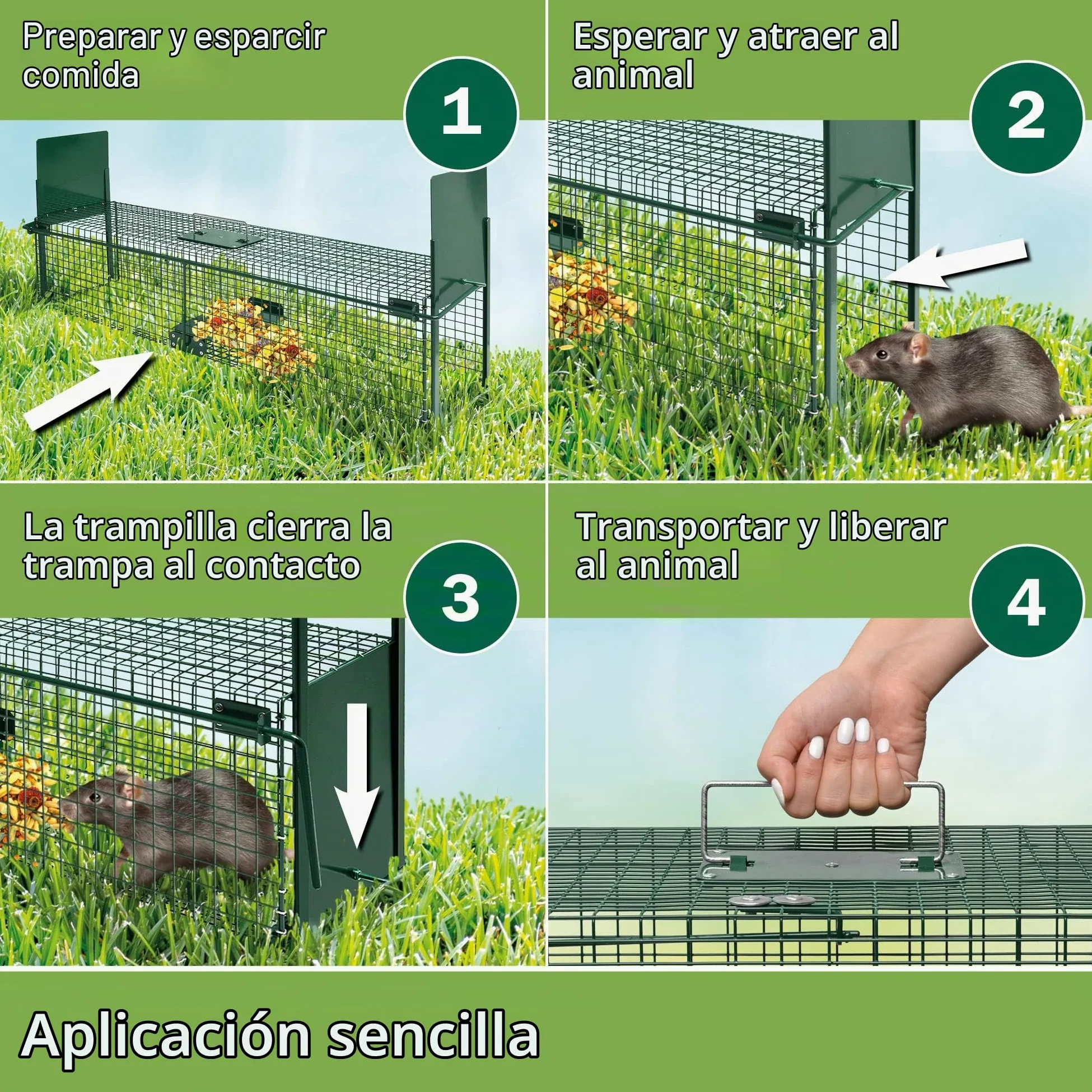 Moorland Trampa Viva XXL para martas con 2 entradas Reutilizable Caja Gatos | 100x25x25cm de animales para zorros estable y respetuosa ratas jaula captura Safe 5007