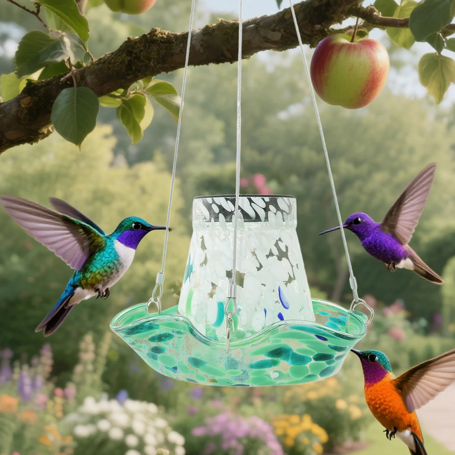 Bebederos para Colibríes Exteriores Solar De Vidrio para Jardín | Bebedero Impermeable, Decoración De Jardín Regalo Para Hombres Y Mujeres