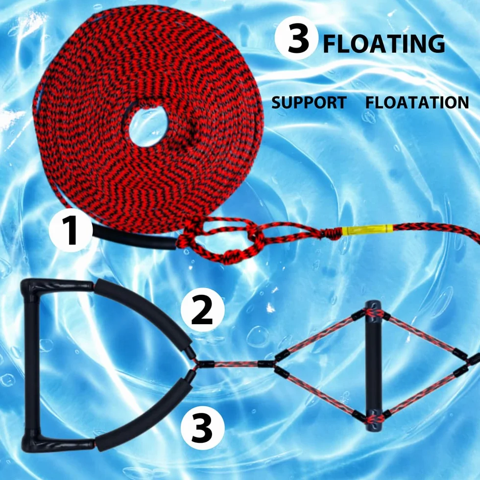 Combo de Cuerda y Asa de Esquí Acuático Flotante de 2 Secciones 23 m/75 pies