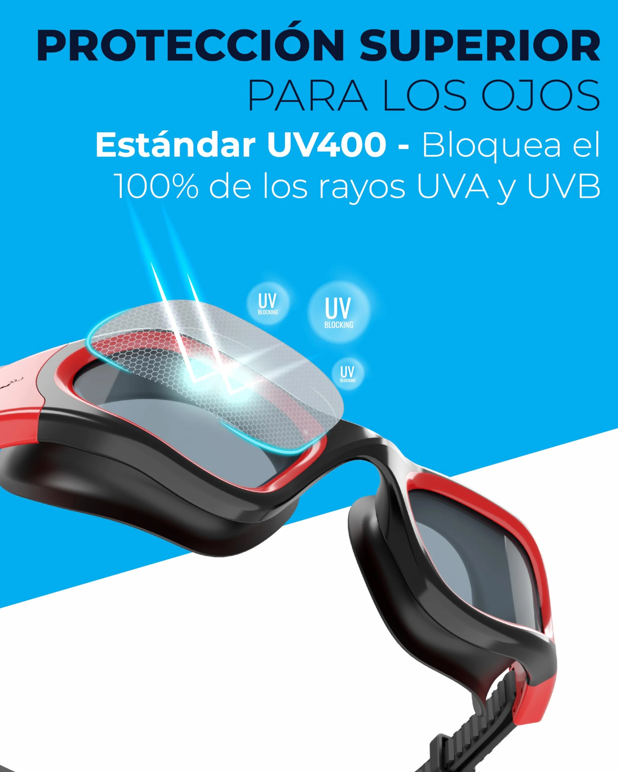AqtivAqua Gafas de Natación DX Anti Vaho Sin Fugas Visión Amplia