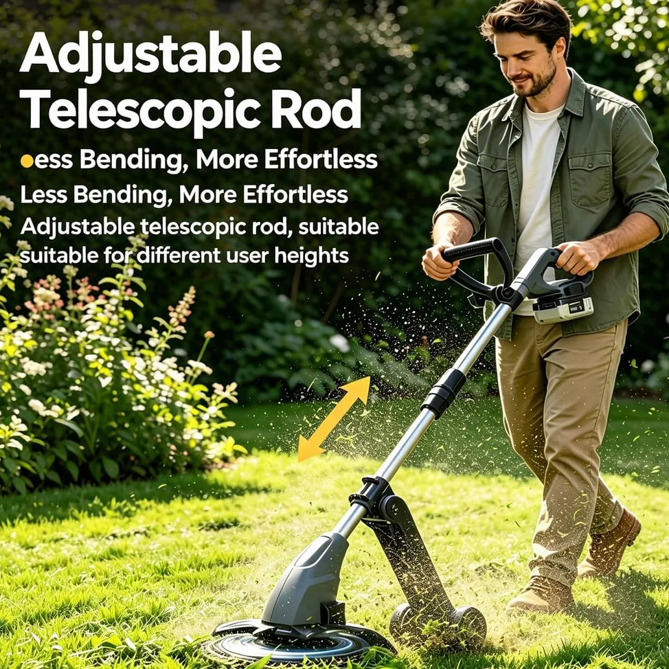 Cortacésped Eléctrico Inalámbrico, Recortadora para Jardín y Césped