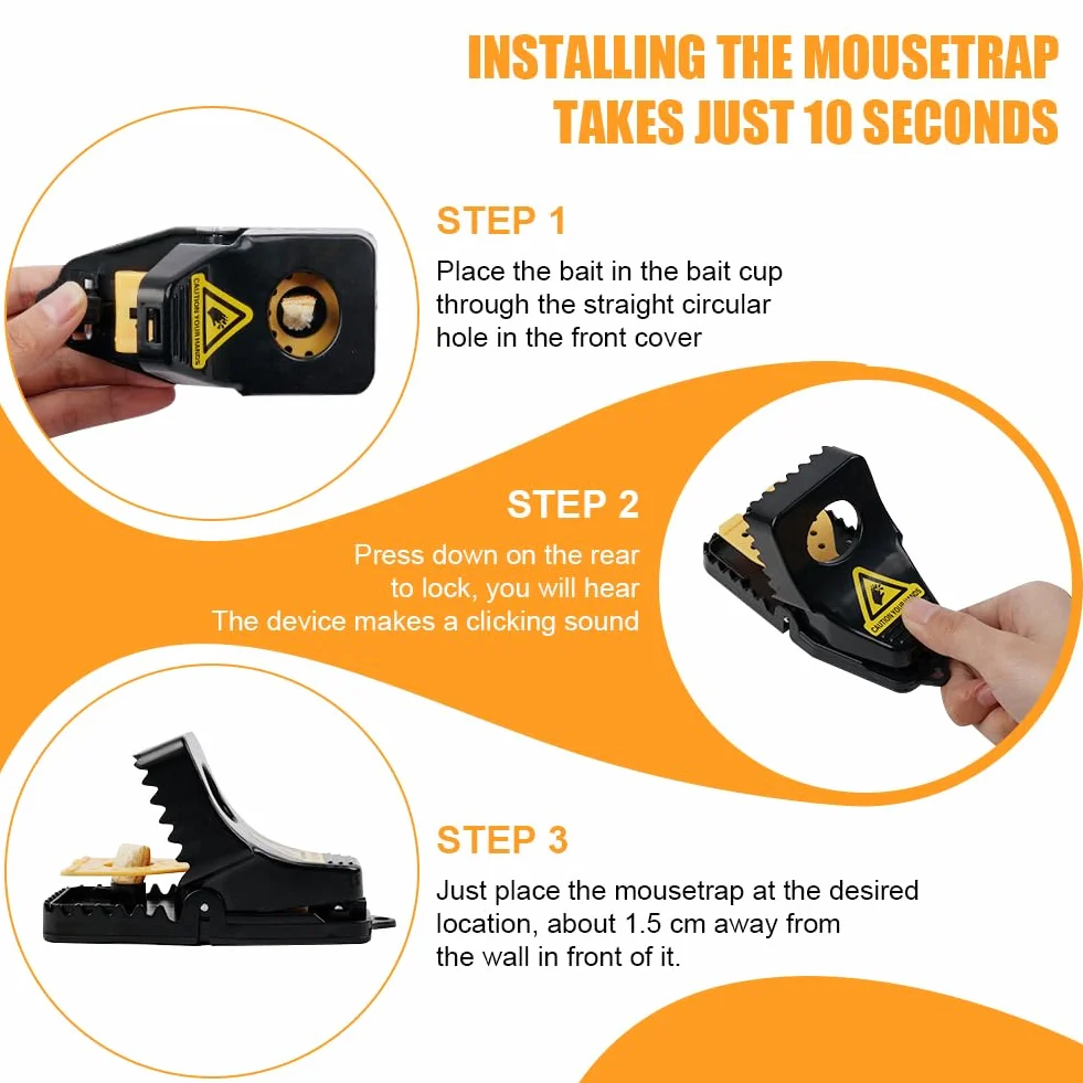 Flintronic Rat Trap, 6 PCS Trampas para Ratones, Juego de Trampa para Ratones con Cebo, Trampas para Rata,Trampa Reutilizable para Ratón, para del Hogar/Ático/Garaje/Interiores y Exteriores