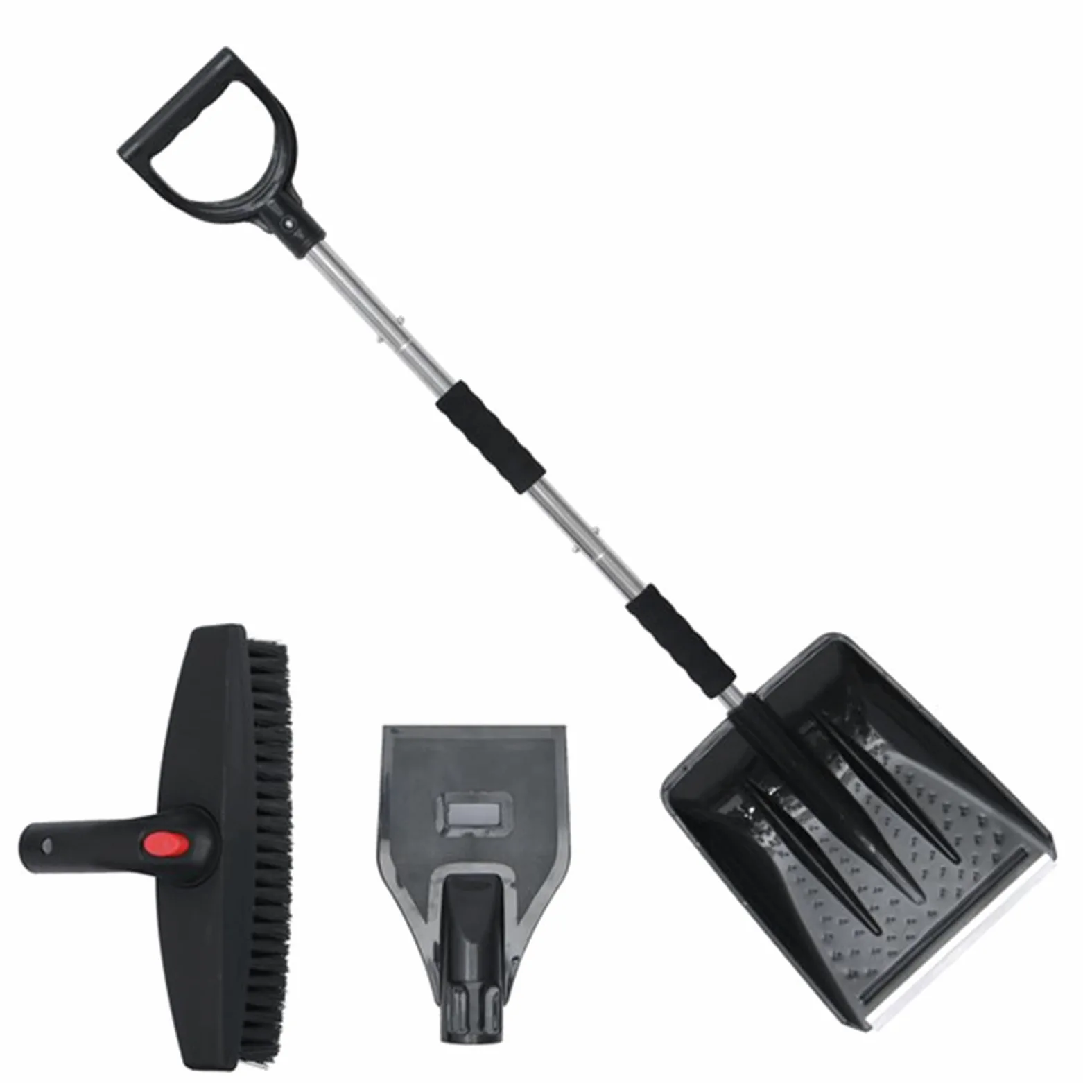 Juego de Pala de Nieve de Acero Inoxidable 3 en 1,Plegable Ajustable para Acampar al Aire Libre, para el Parque