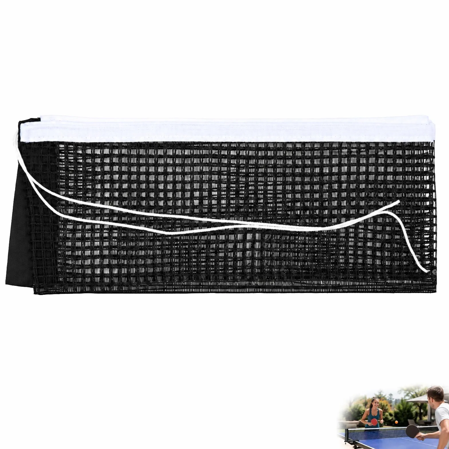 Red de Ping Pong de Poliéster-Algodón Negro 1.75m, Repuesto para Mesa de Tenis, Universal Interior y Exterior