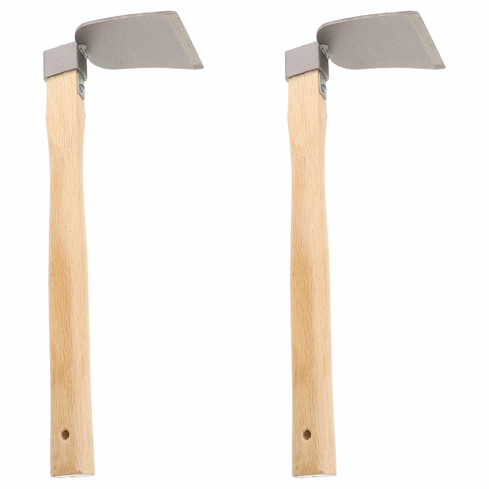 Azadas de Acero Mango de Madera 2piezas para Deshierbe y Cavar Suelo, Herramientas Manuales Ergonómicas Ideales para Jardinería y Cultivo en Exteriores