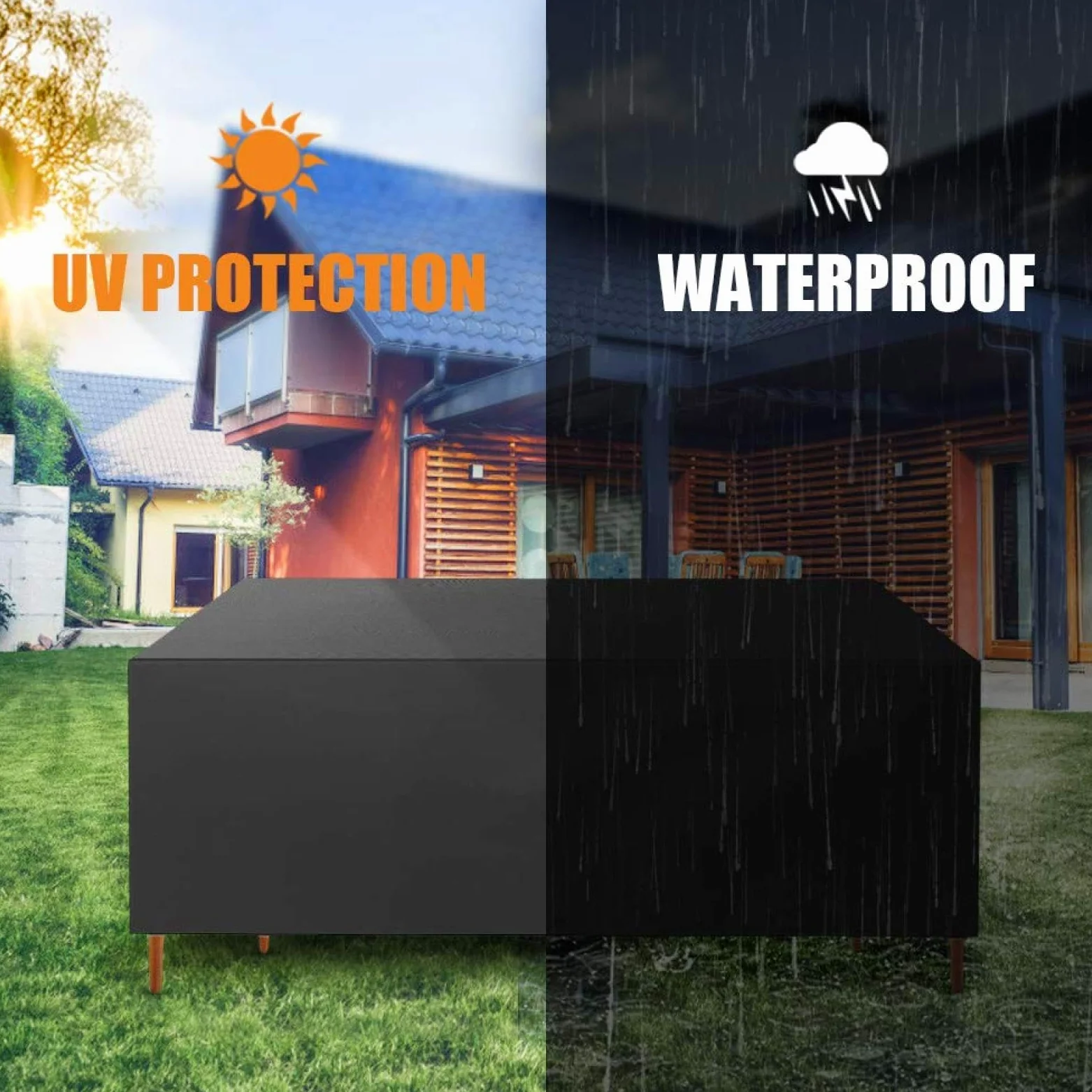 Funda Muebles Jardin 405x335x90cm/LxWxH 420D Oxford Cubierta Impermeable,Funda Para Exterior Tela Impermeable Funda Silla Jardin Exterior Impermeable Para Mesas Sillas Sofás Mobiliario Exterior