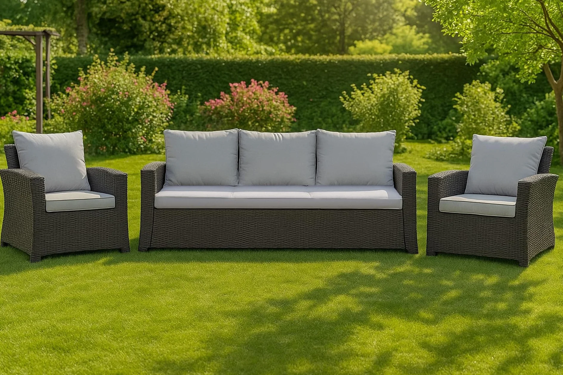 Cojín para banco - Cojín de asiento para exteriores para banco de jardín para polirratán - Relleno de almohada para banco de polirratán para columpio de Hollywood (Gris claro, 160x50x50cm)